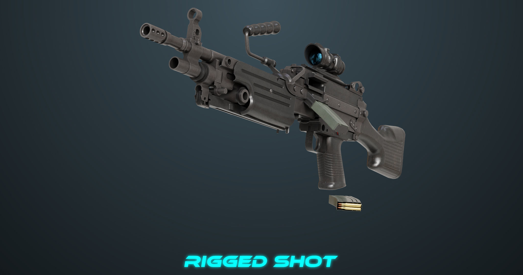Machine Gun 07 All PBR Unity UE Textures Included Low-poly 3D model_18