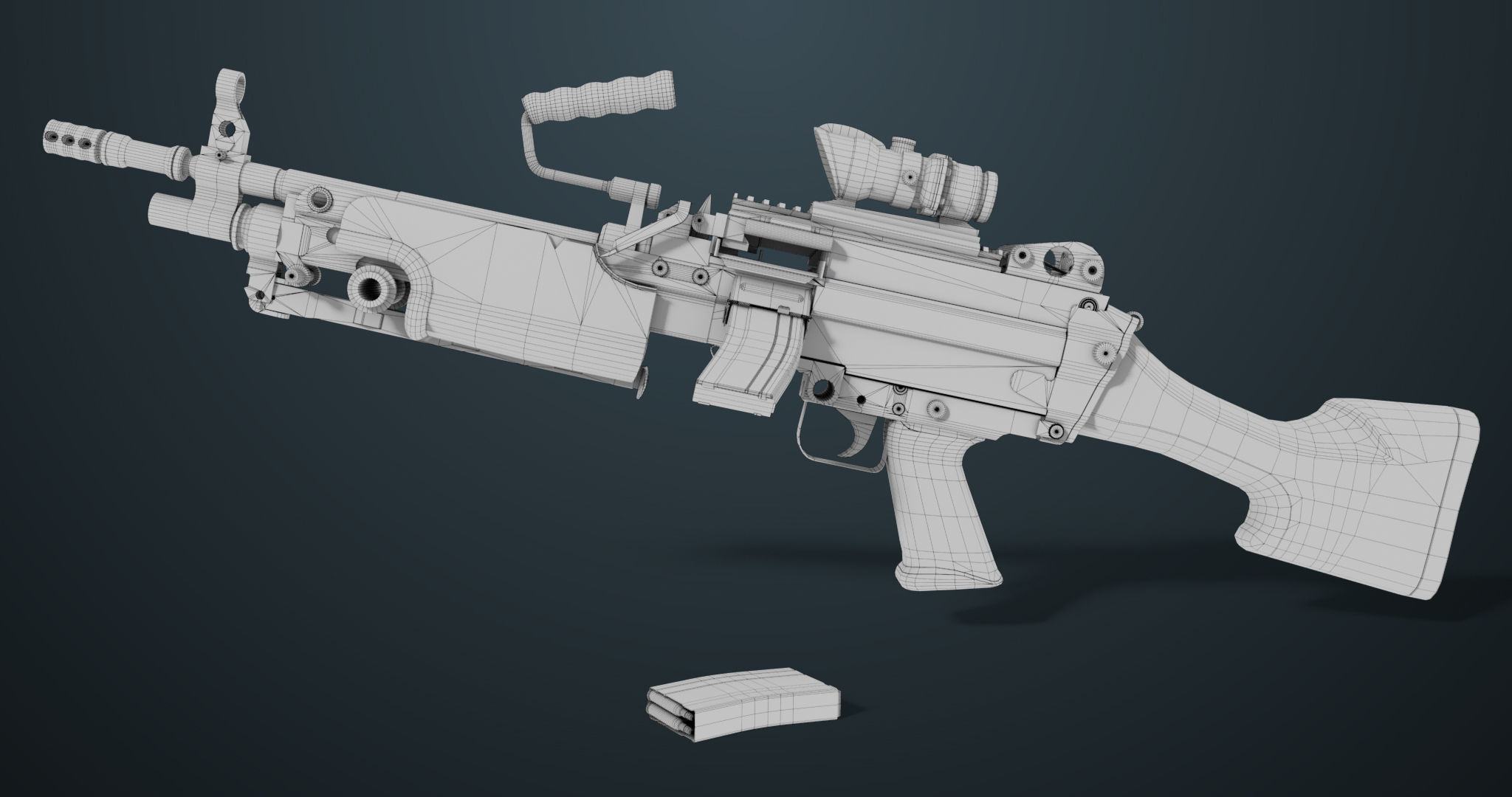 Machine Gun 07 All PBR Unity UE Textures Included Low-poly 3D model_62