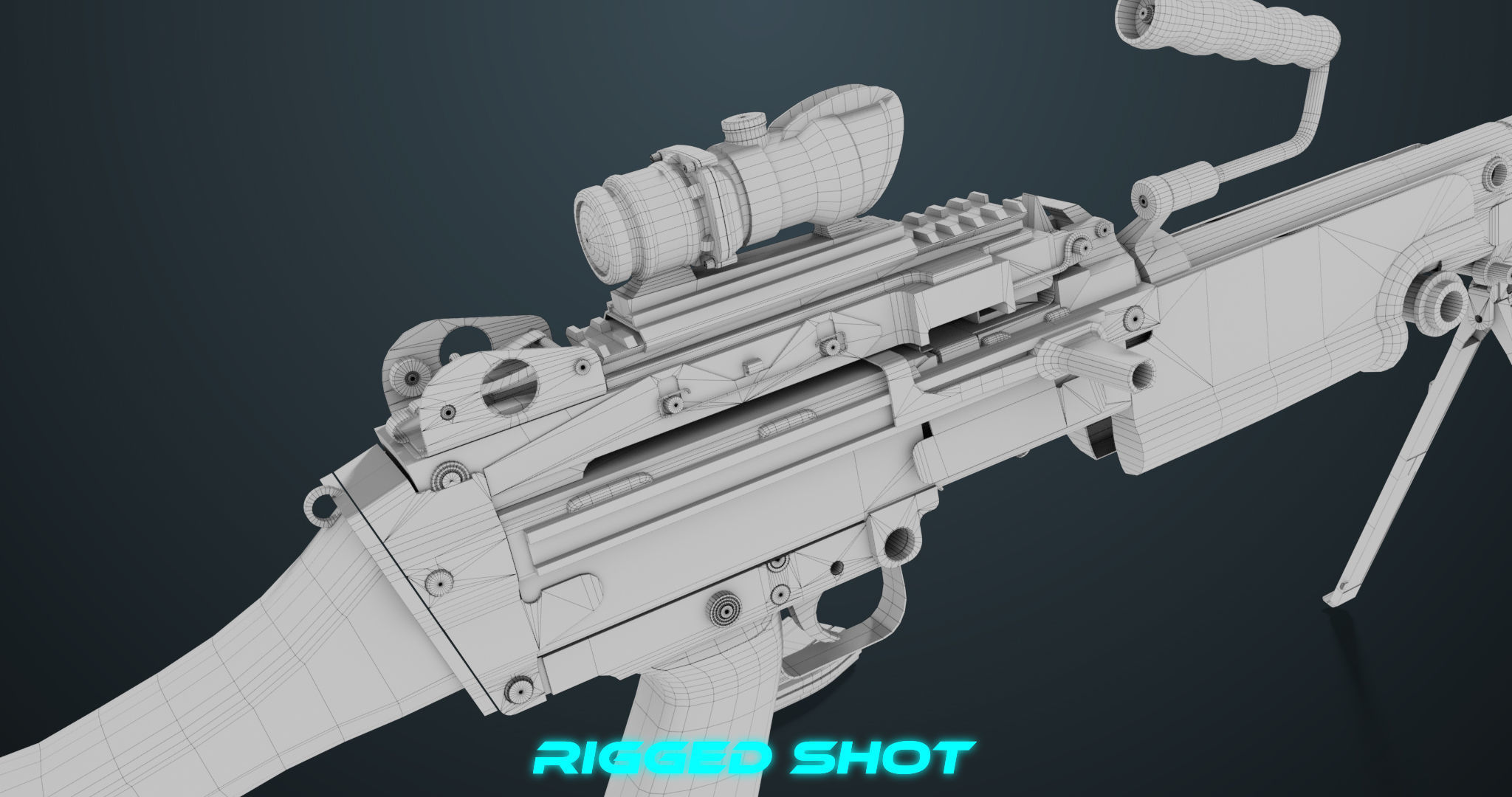 Machine Gun 07 All PBR Unity UE Textures Included Low-poly 3D model_53