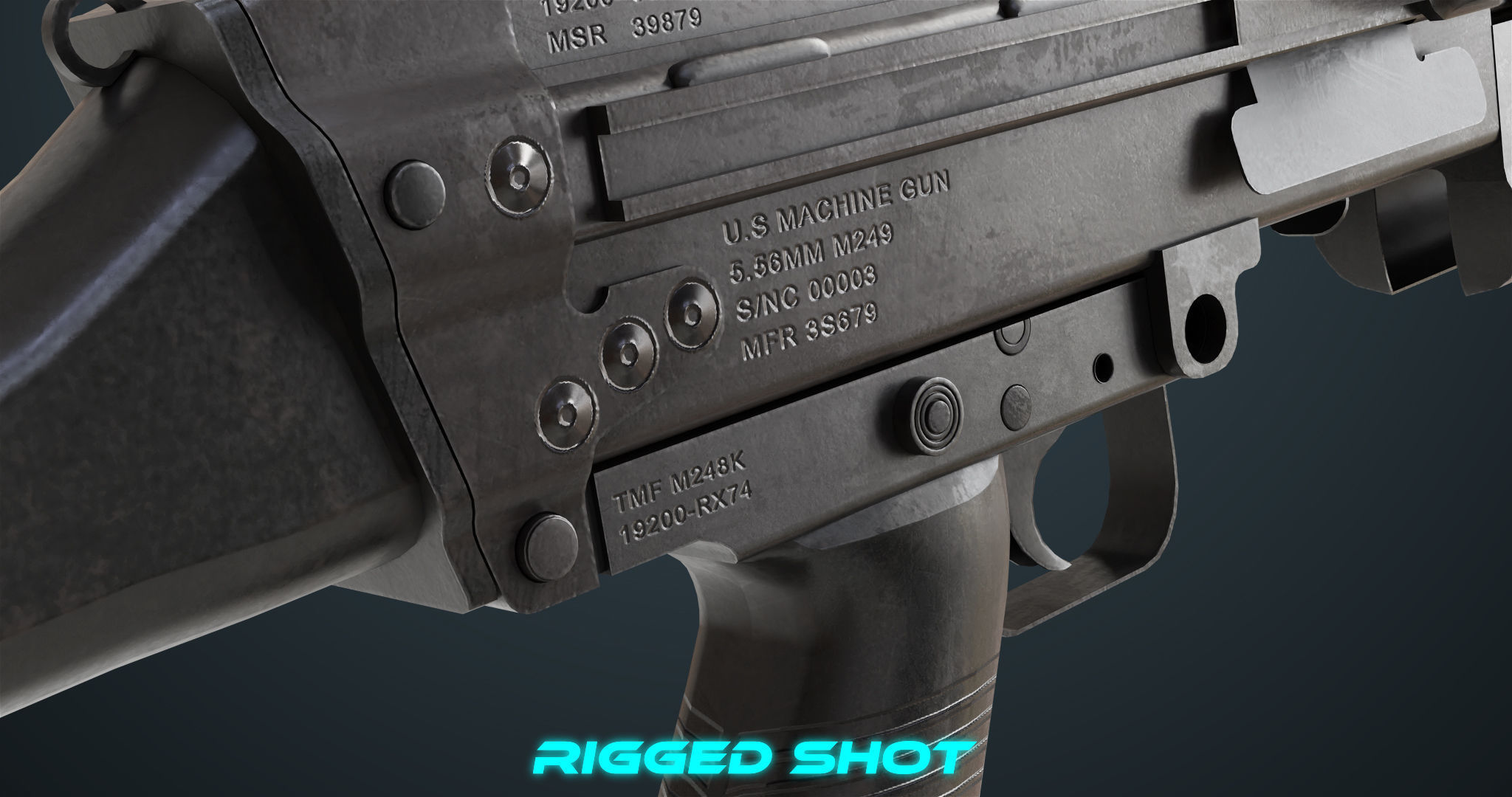 Machine Gun 07 All PBR Unity UE Textures Included Low-poly 3D model_23