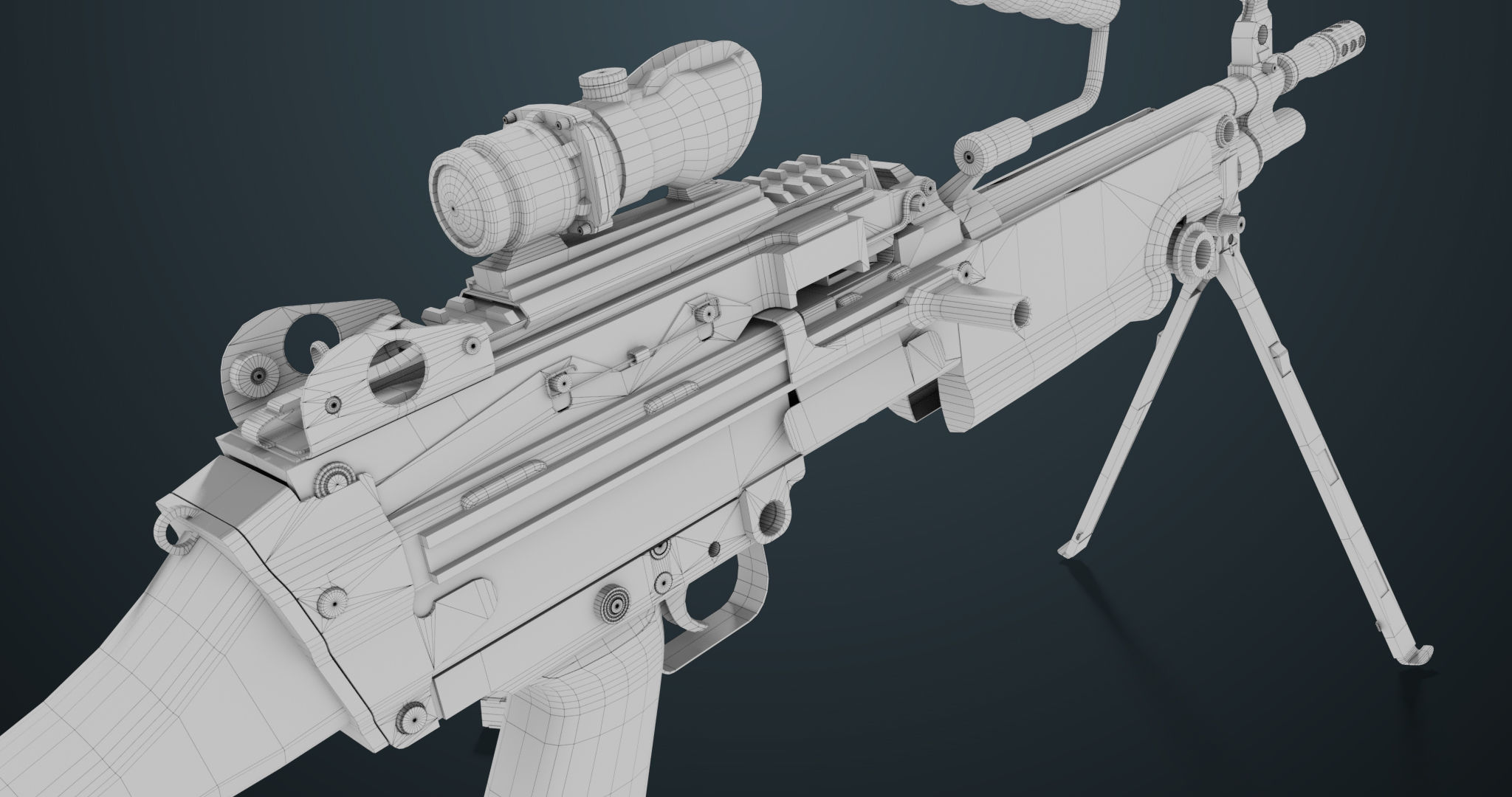 Machine Gun 07 All PBR Unity UE Textures Included Low-poly 3D model_38