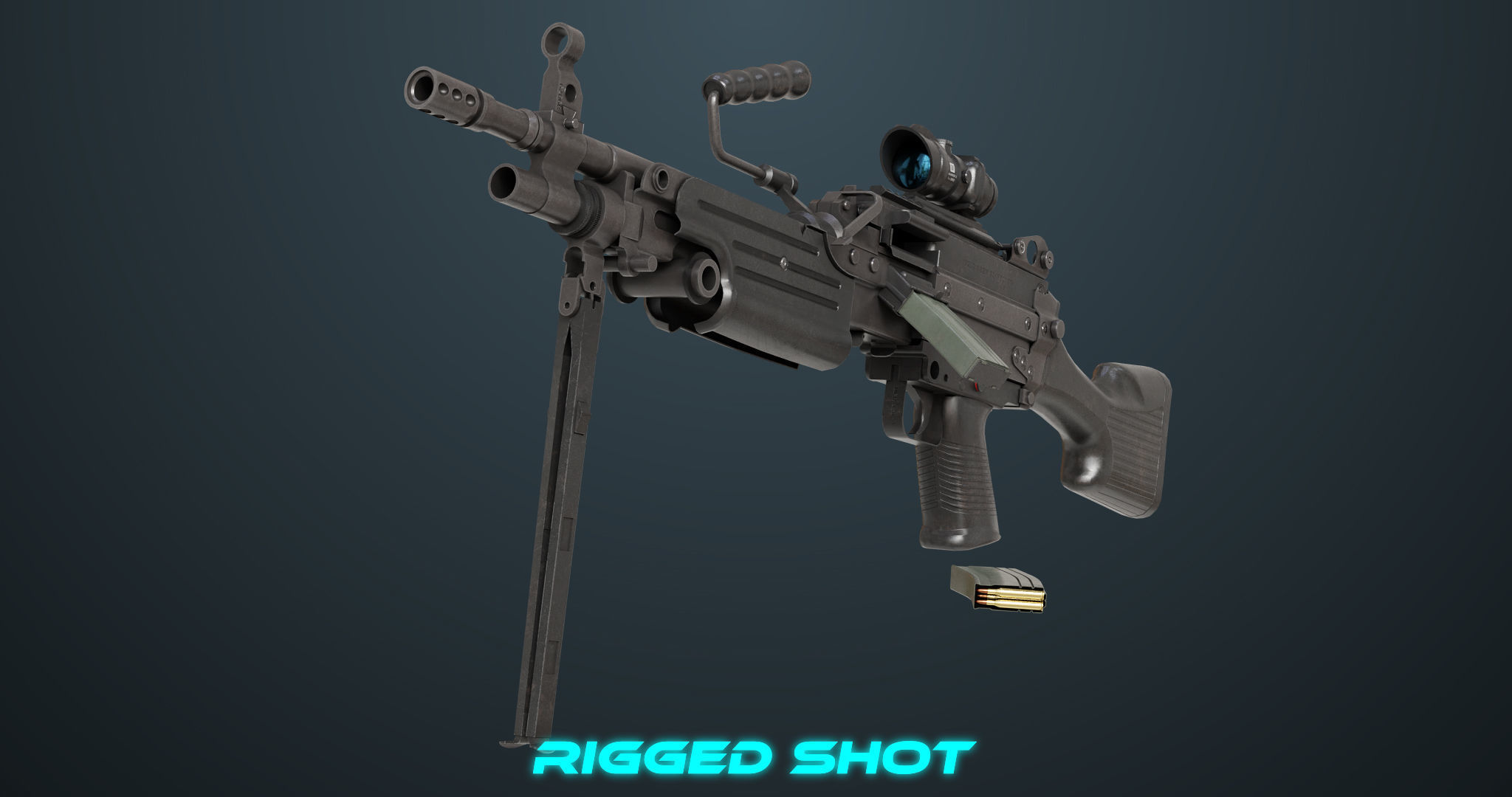 Machine Gun 07 All PBR Unity UE Textures Included Low-poly 3D model_19