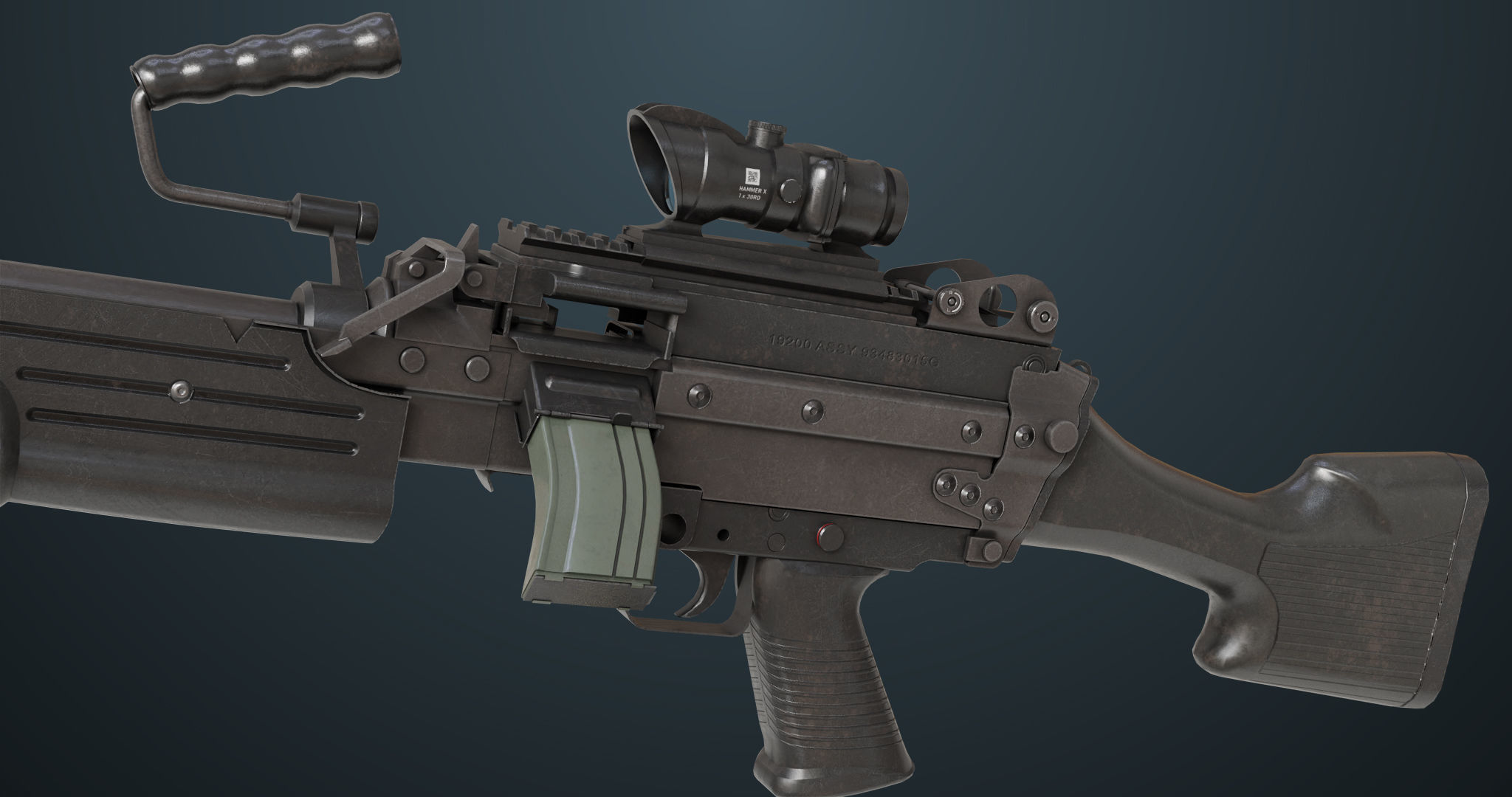 Machine Gun 07 All PBR Unity UE Textures Included Low-poly 3D model_12