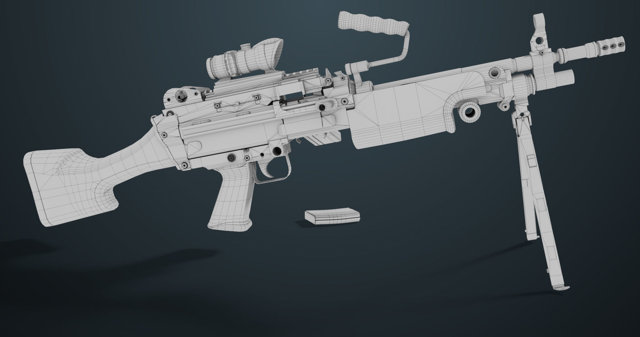 Machine Gun 07 All PBR Unity UE Textures Included Low-poly 3D model_33