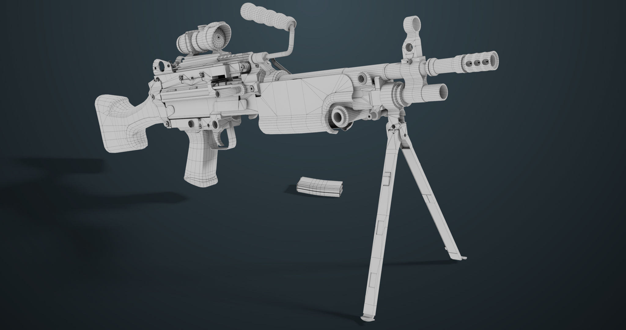 Machine Gun 07 All PBR Unity UE Textures Included Low-poly 3D model_32