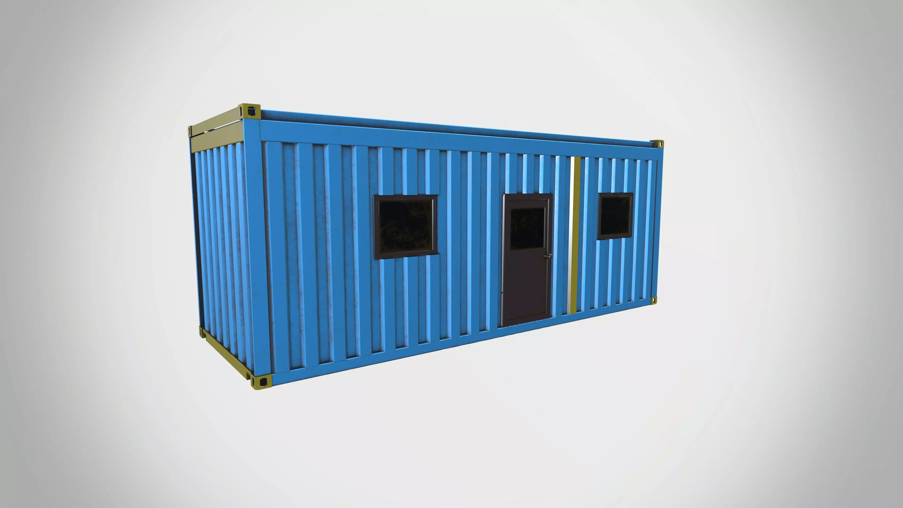 Blue Container Low-poly 3D model_0