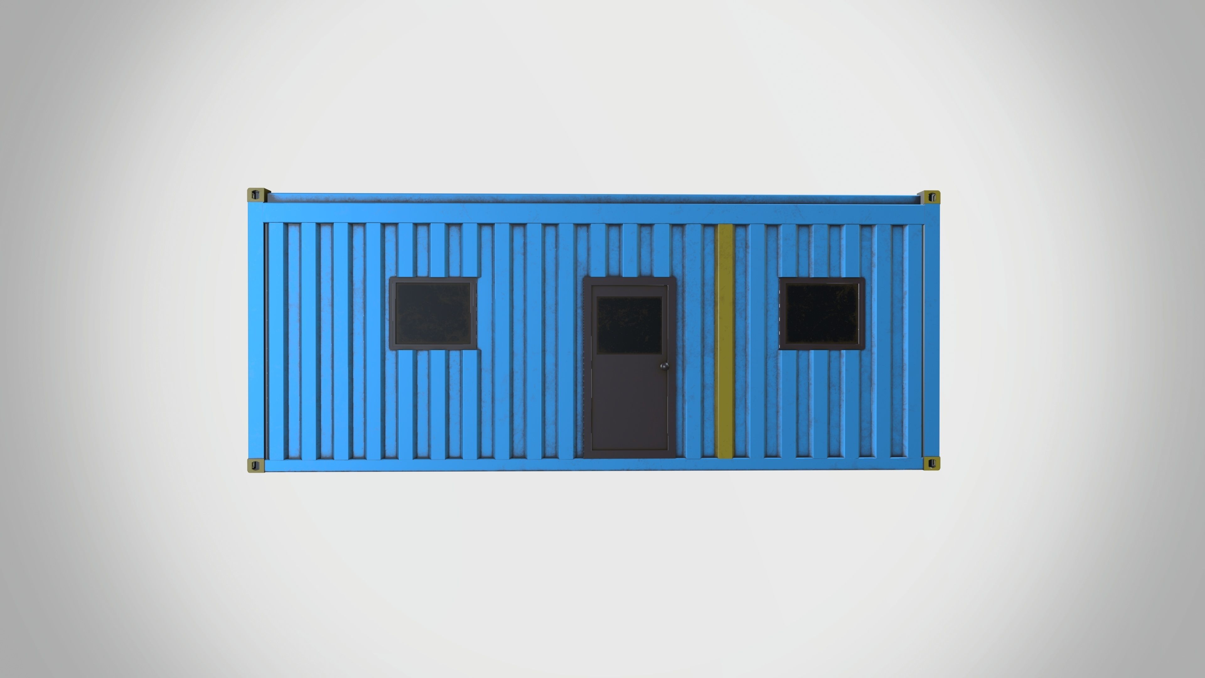 Blue Container Low-poly 3D model_2