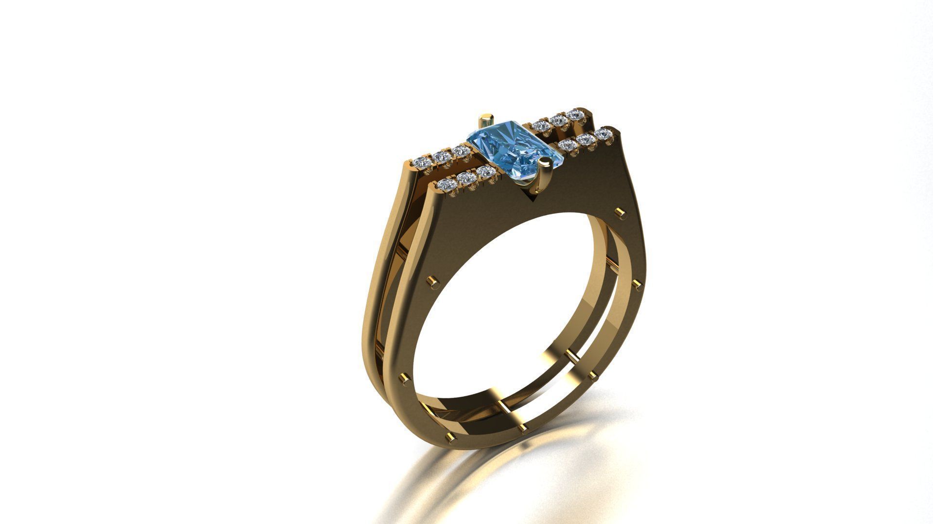 Ring with stones Printing Model 3D print model_8