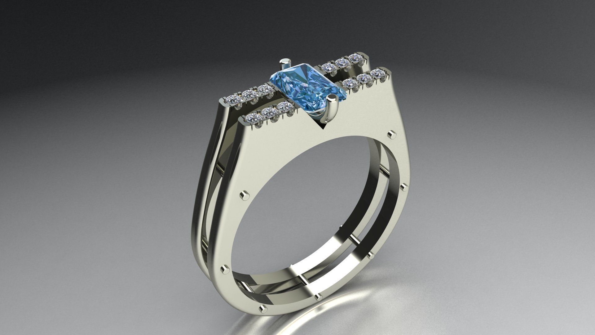 Ring with stones Printing Model 3D print model_7