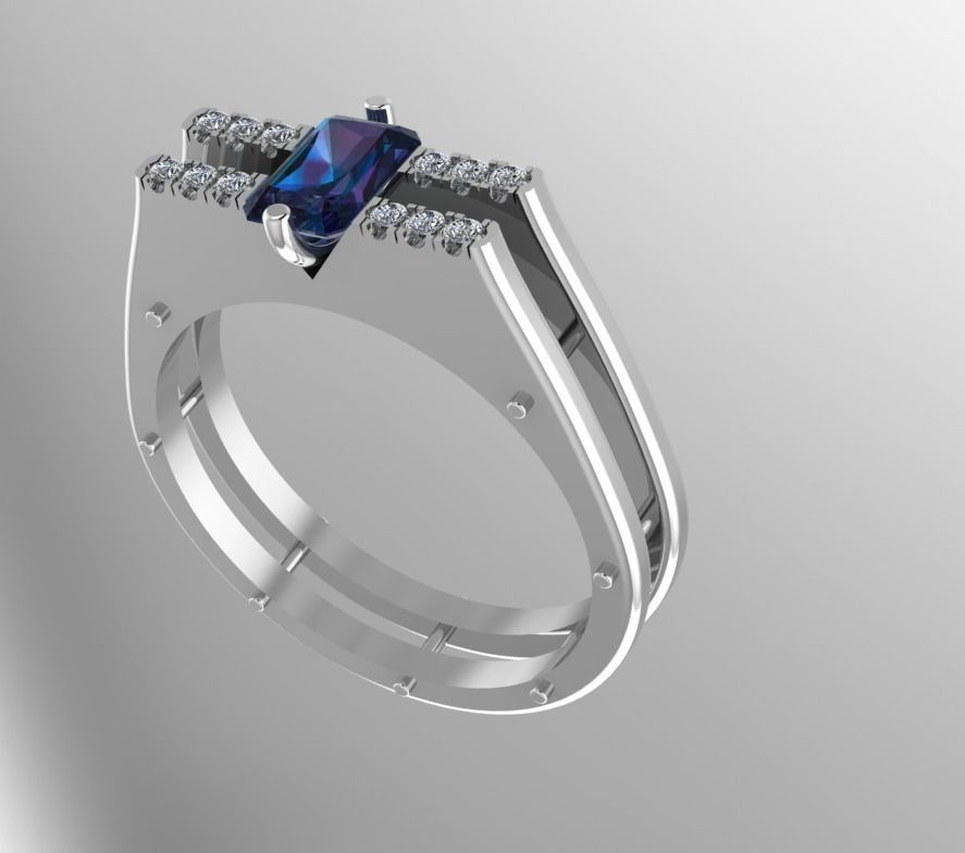 Ring with stones Printing Model 3D print model_1