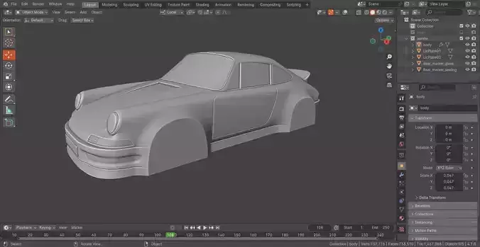 3d printed porsche model 3D print model