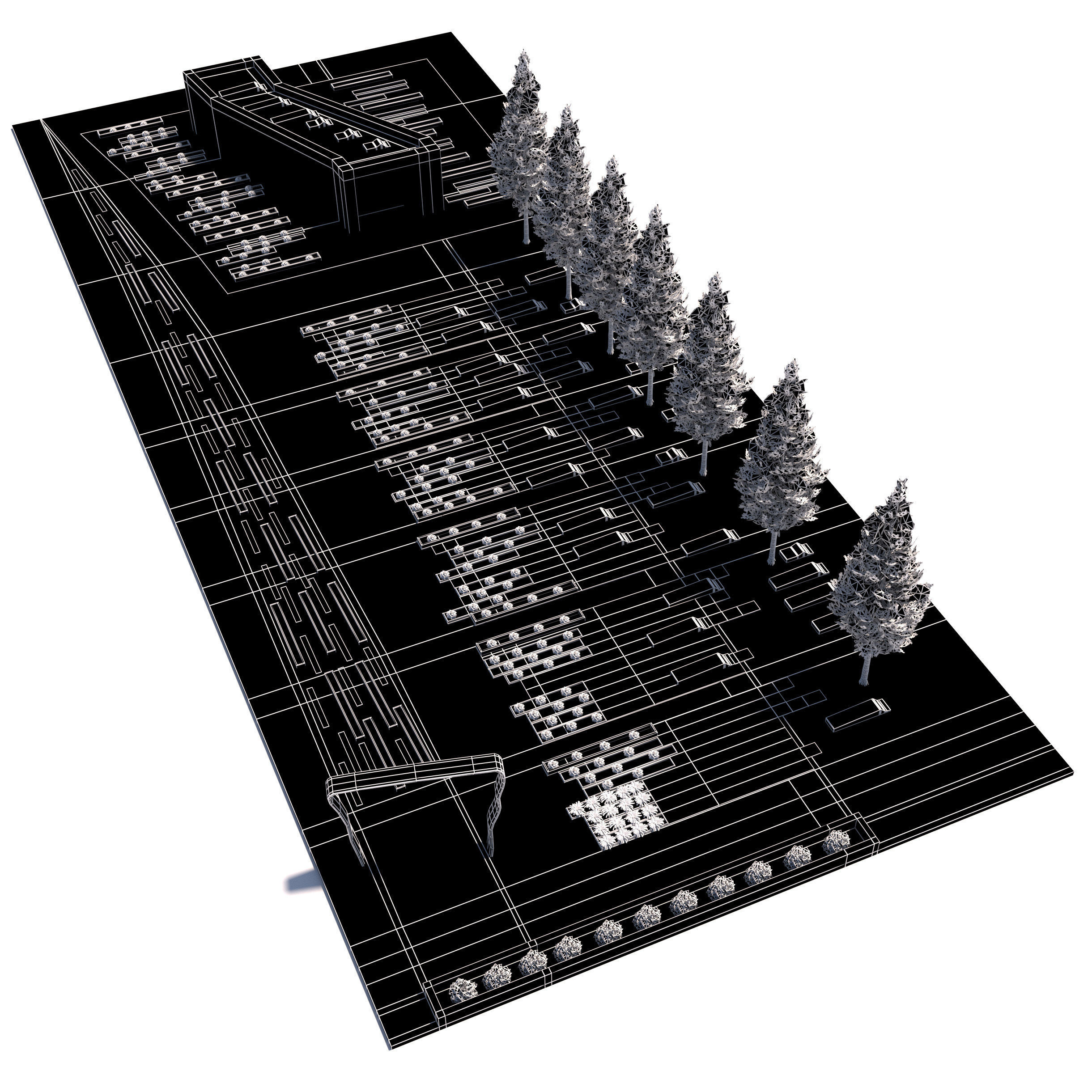 Low-Poly Park Landscape - Game Ready Low-poly 3D model_7