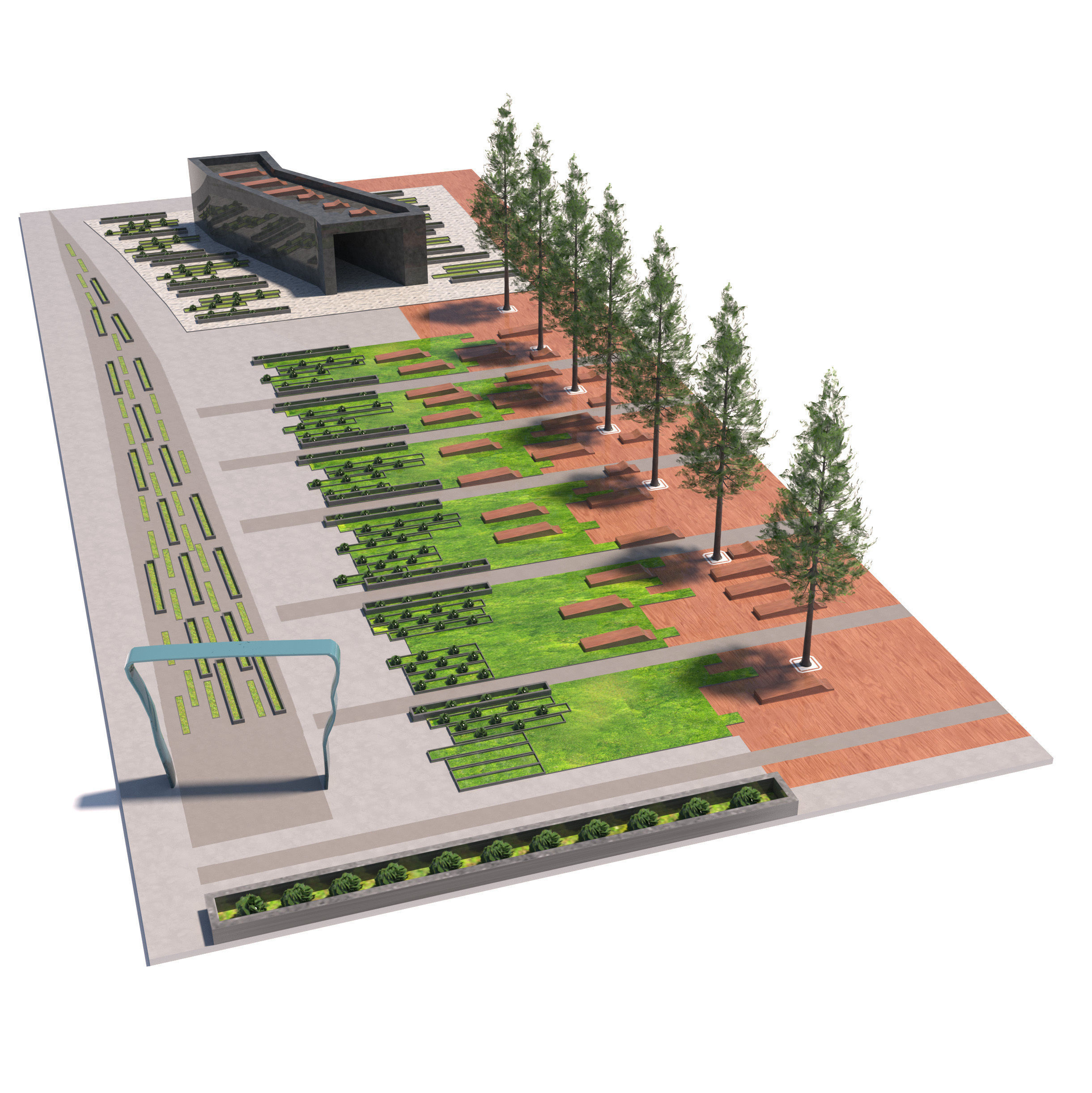 Low-Poly Park Landscape - Game Ready Low-poly 3D model_1