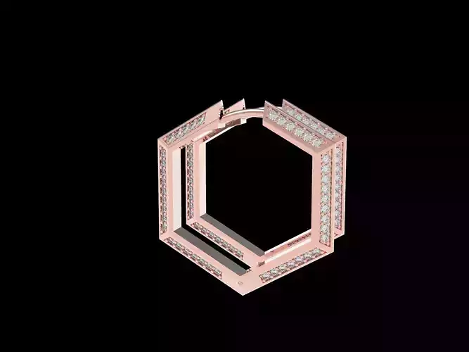 Hexagon Huggies Earrings With Diamonds