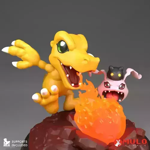 Agumon Spitting Fireball 3D print model