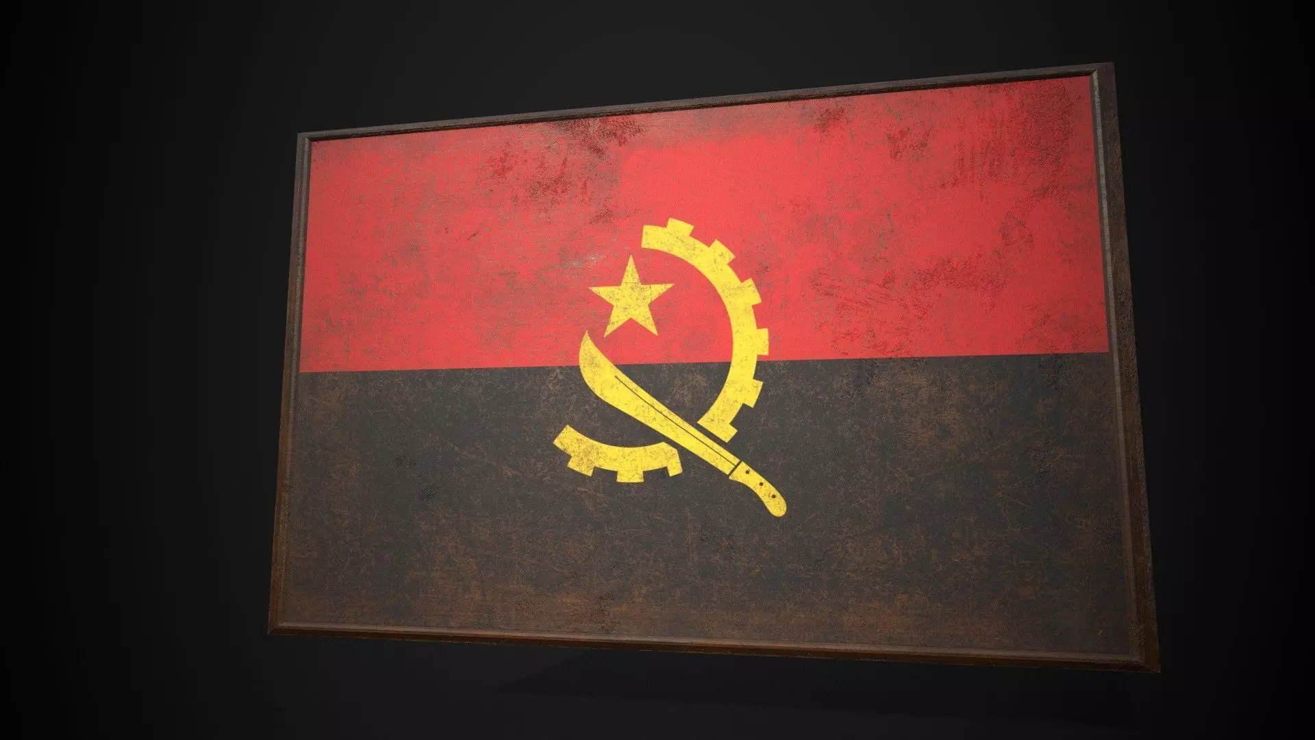 Old Picture Frame With Angola Flag - Game Ready Low Poly PBR Low-poly 3D model