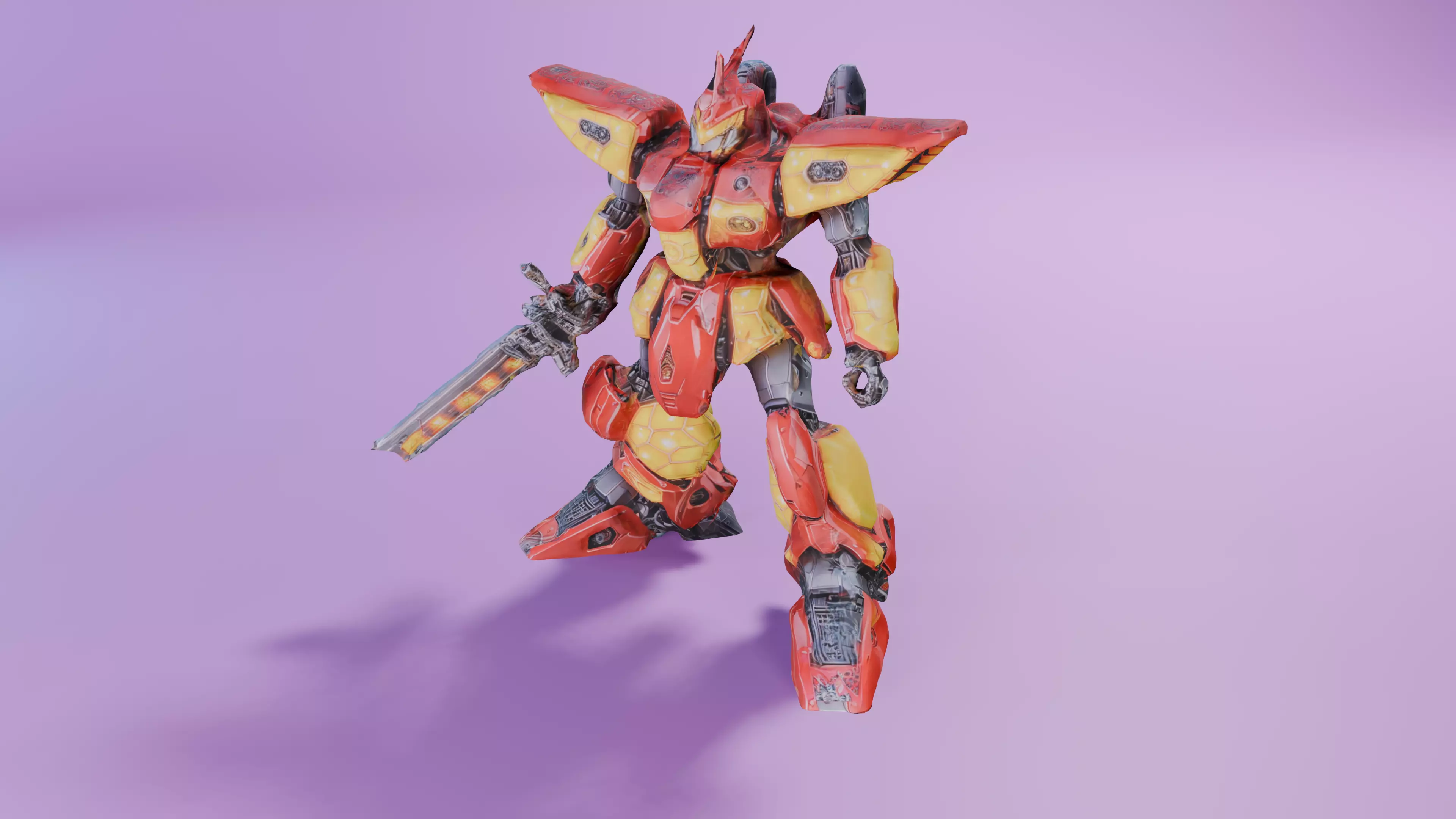 Shogun Mech Warrior Low-poly 3D model_0