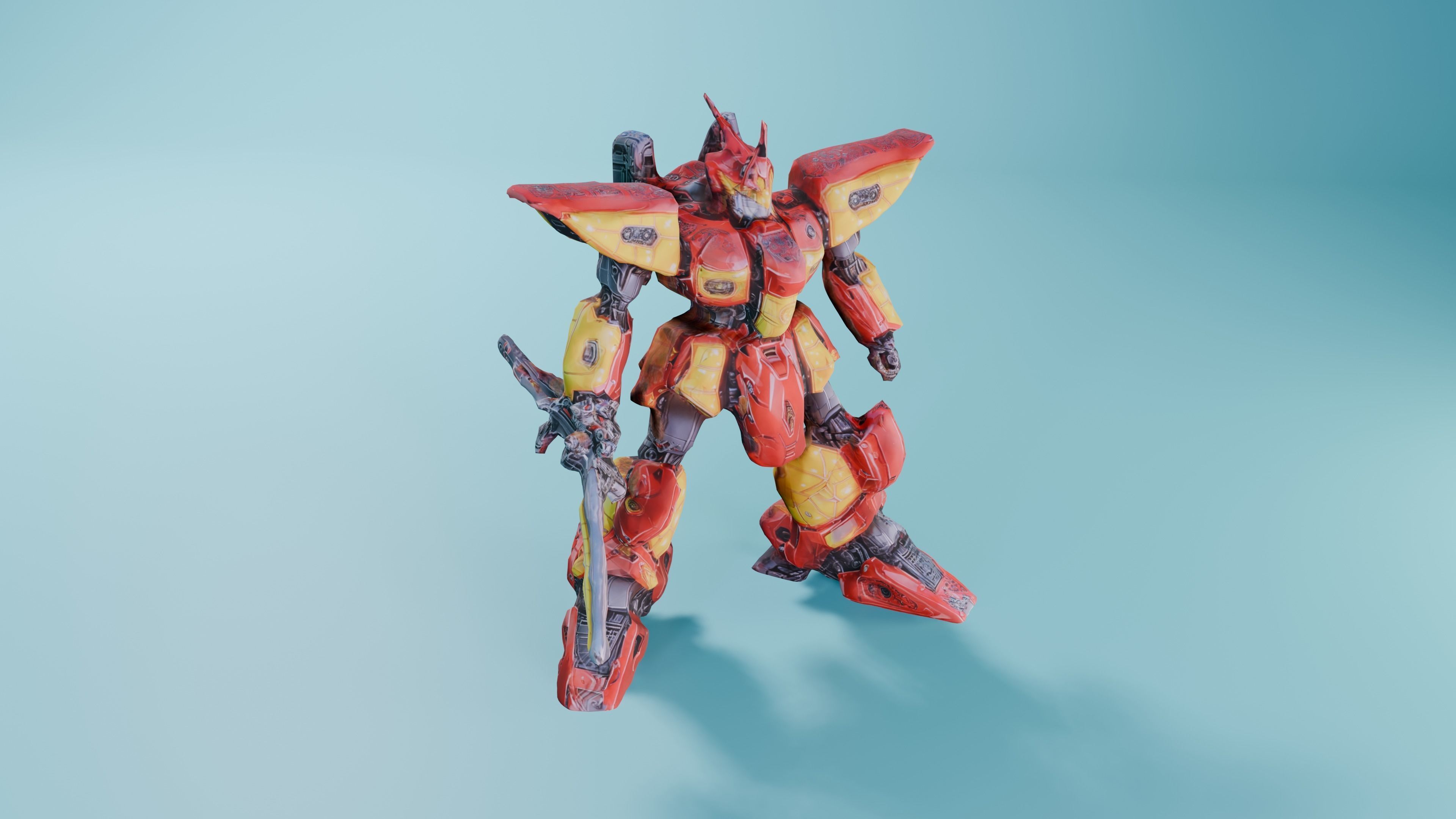Shogun Mech Warrior Low-poly 3D model_2