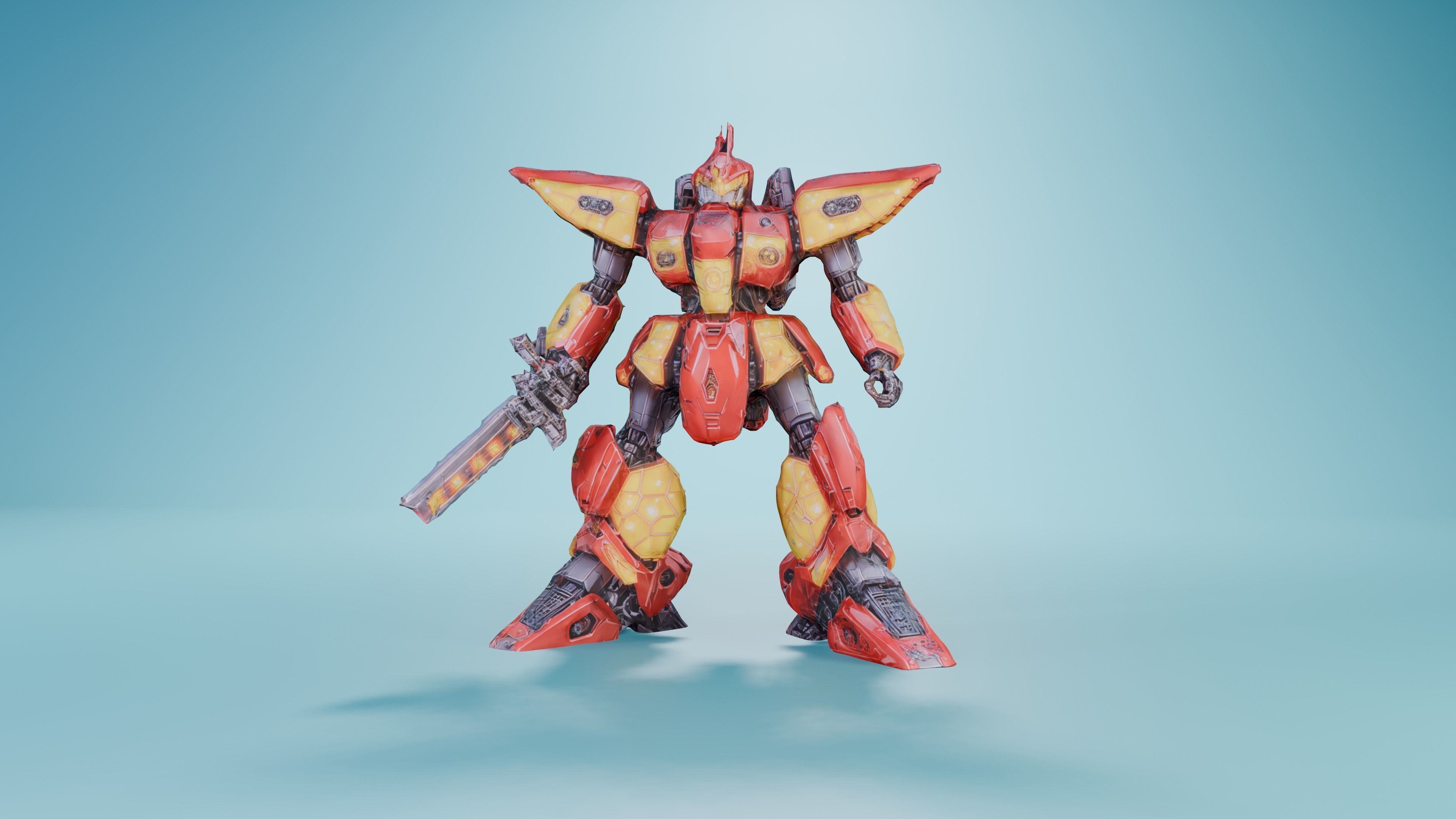 Shogun Mech Warrior Low-poly 3D model_3
