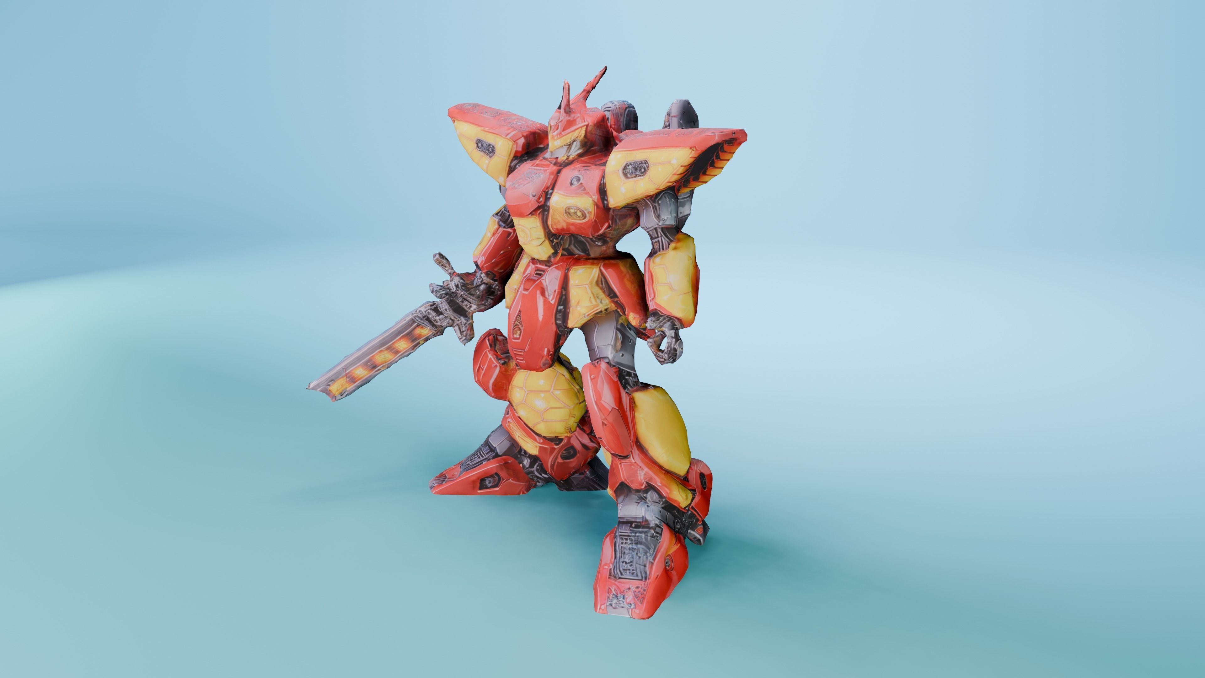 Shogun Mech Warrior Low-poly 3D model_1