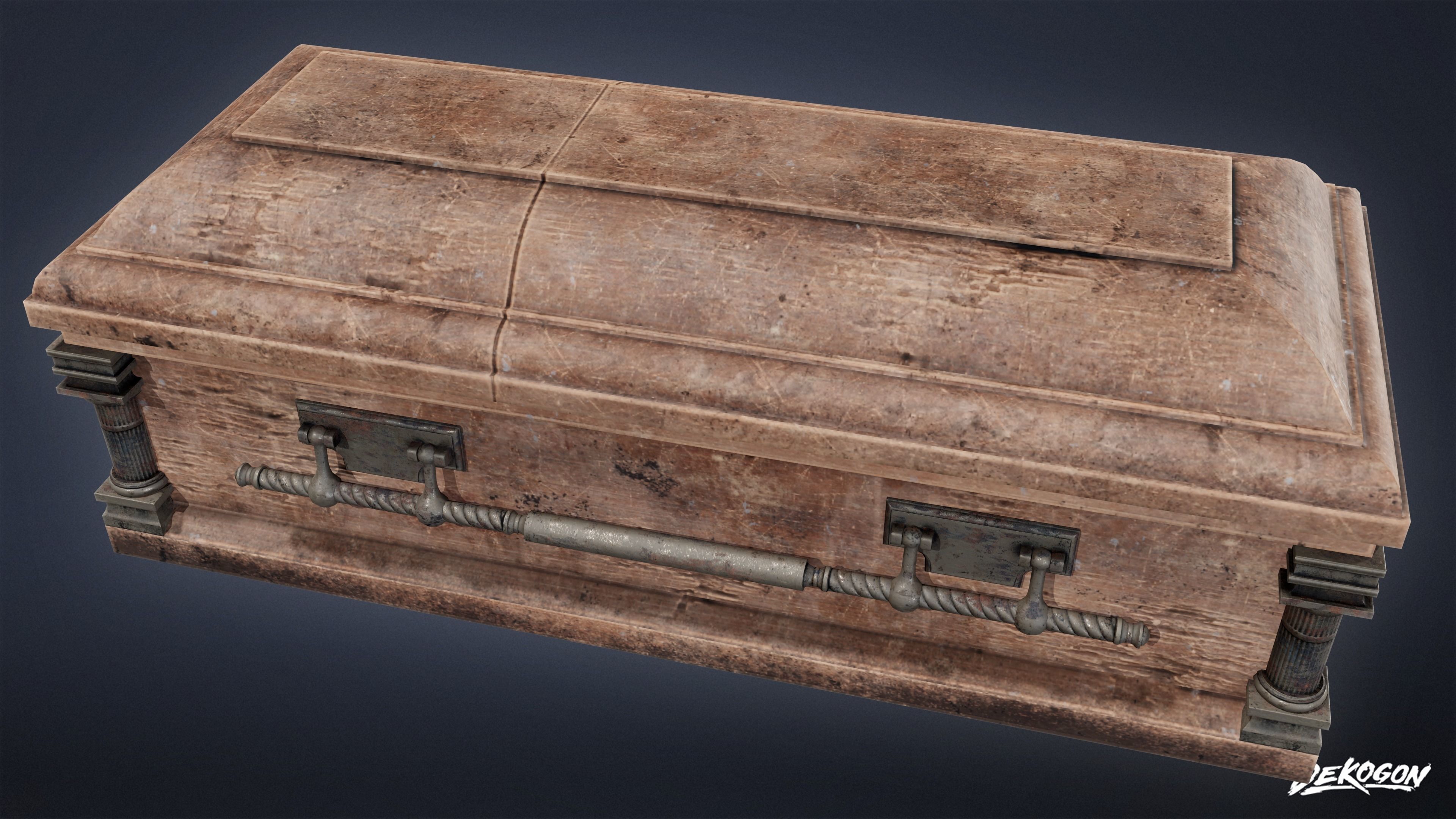 CEMETERY - Coffin 01 - LOW POLY Low-poly 3D model_4