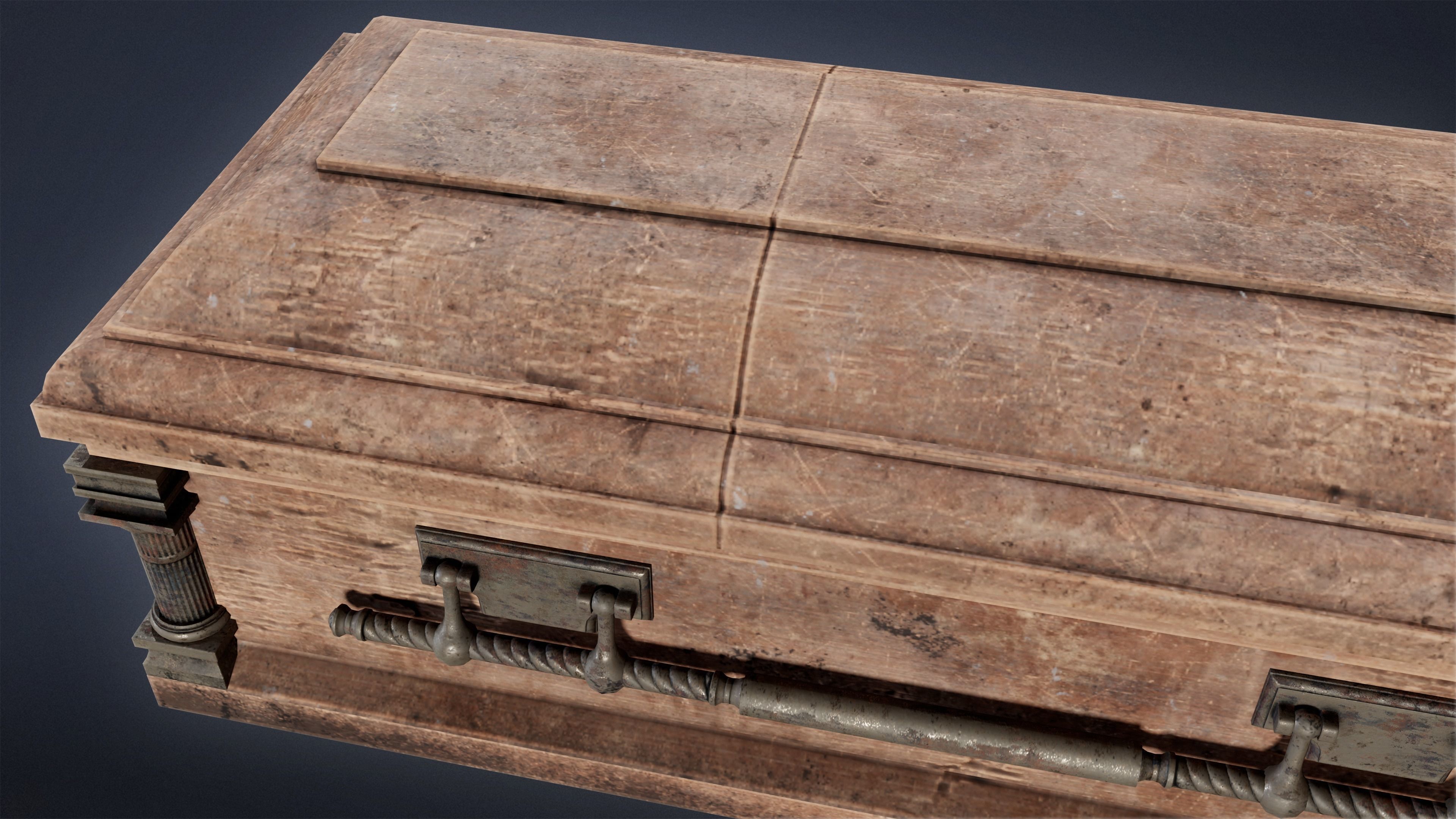 CEMETERY - Coffin 01 - LOW POLY Low-poly 3D model_6