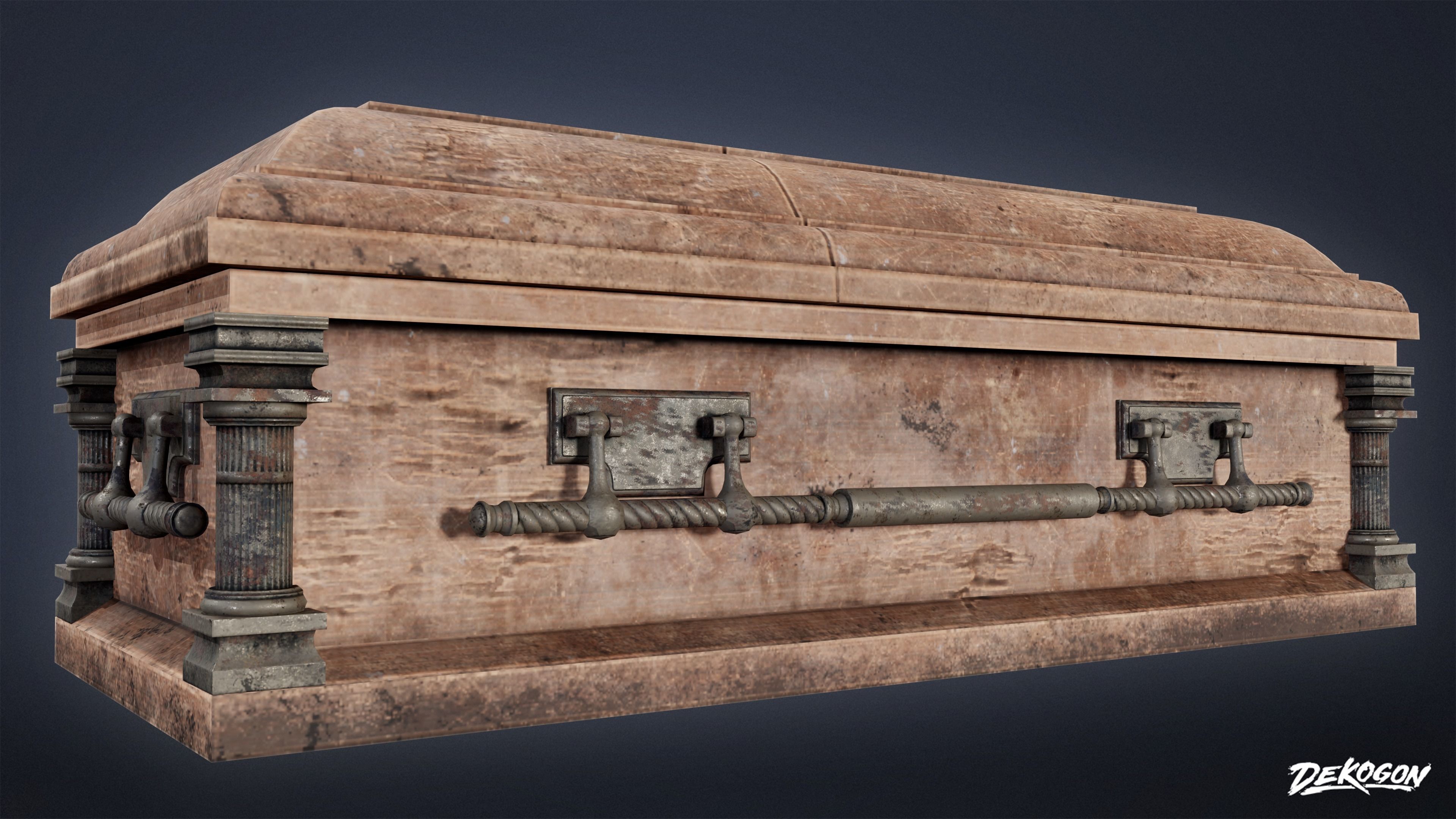 CEMETERY - Coffin 01 - LOW POLY Low-poly 3D model_5