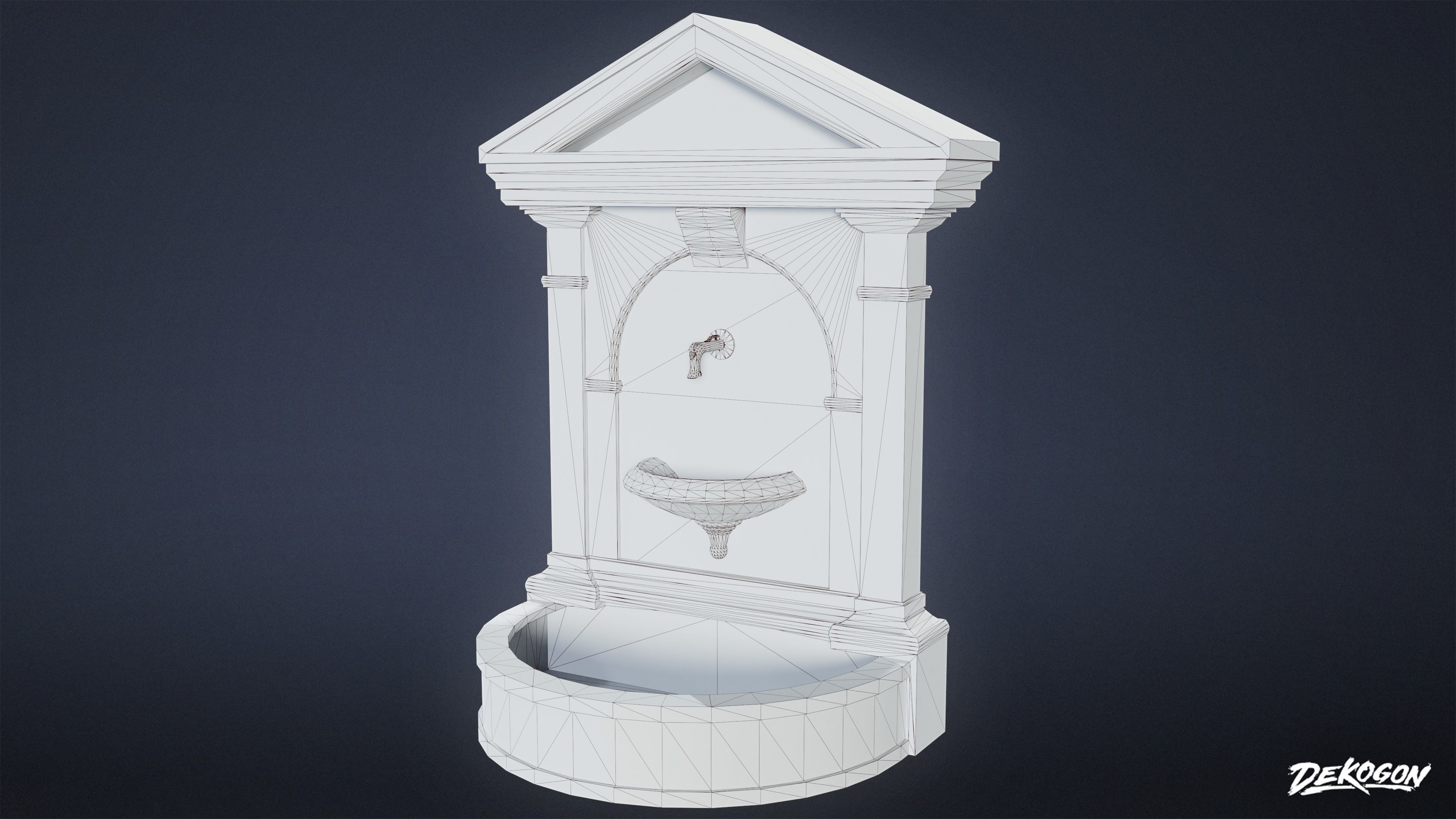 CEMETERY - Fountain 18 - LOW POLY Low-poly 3D model_8