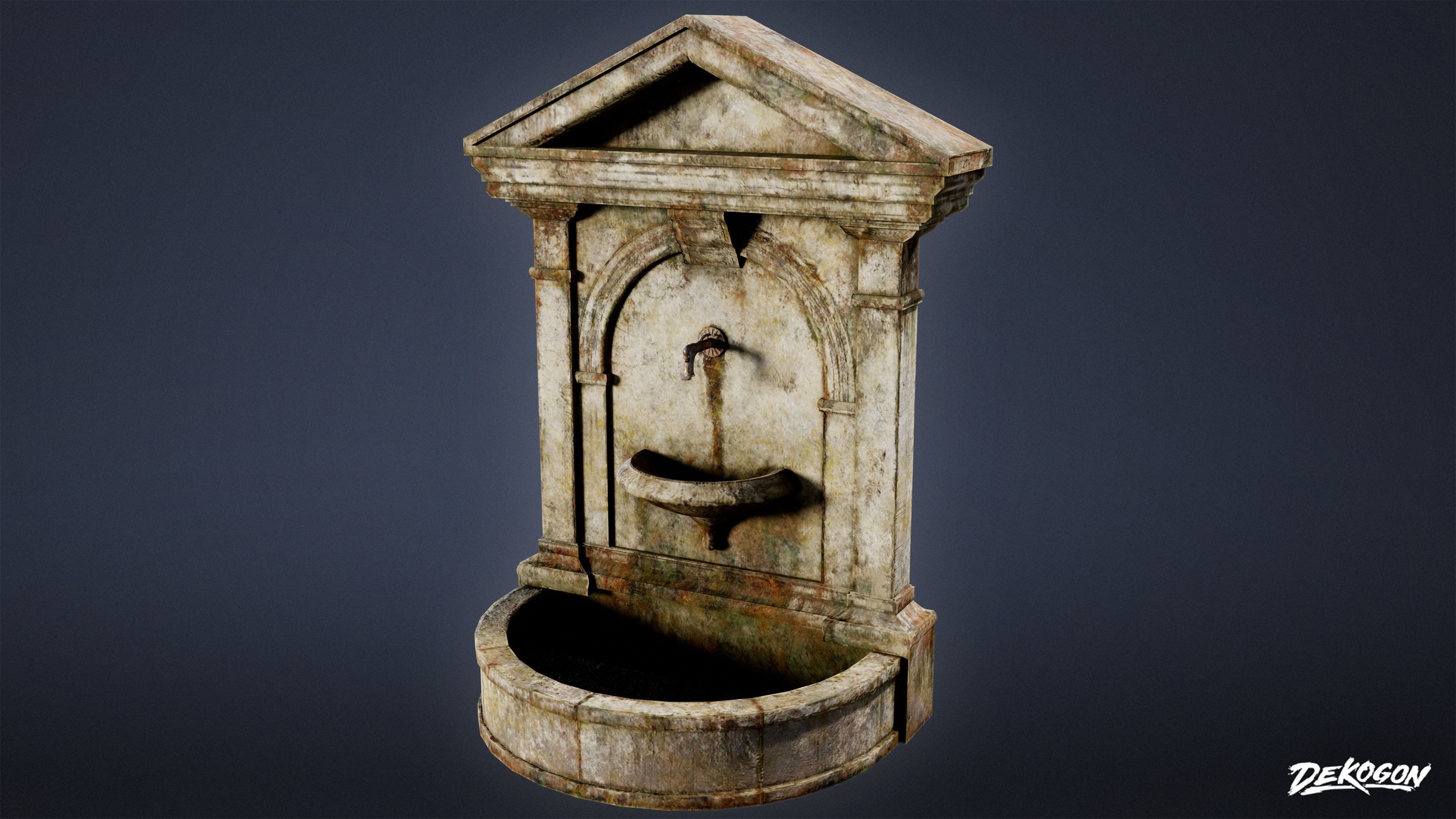 CEMETERY - Fountain 18 - LOW POLY Low-poly 3D model_1