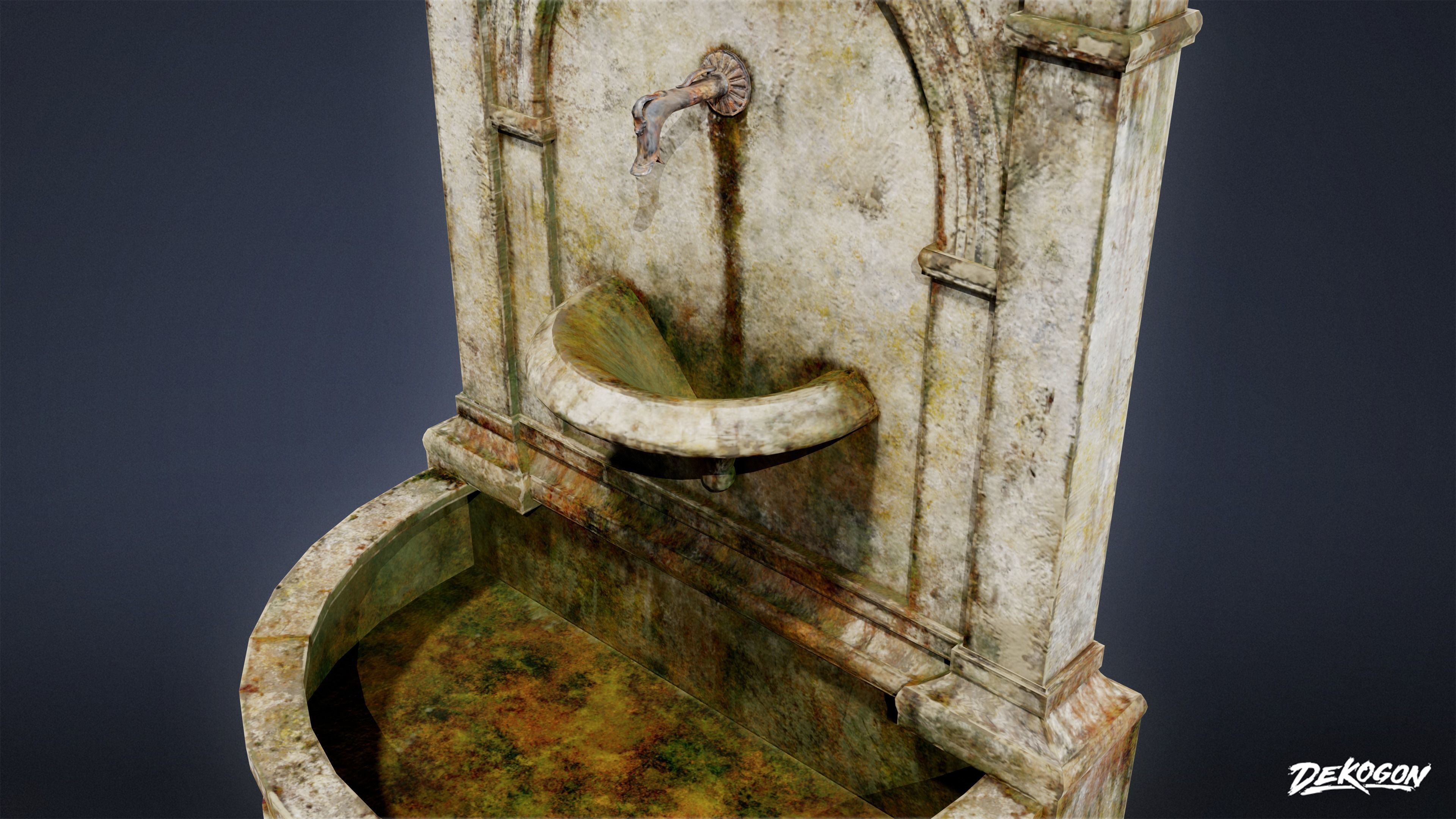 CEMETERY - Fountain 18 - LOW POLY Low-poly 3D model_6