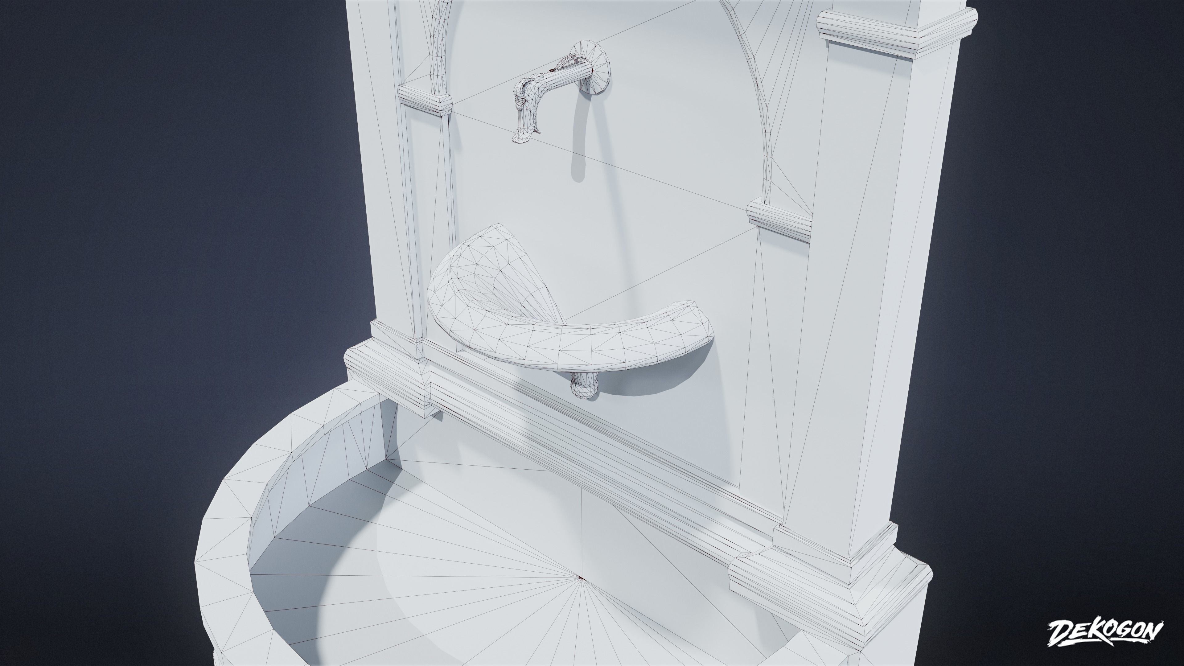 CEMETERY - Fountain 18 - LOW POLY Low-poly 3D model_7