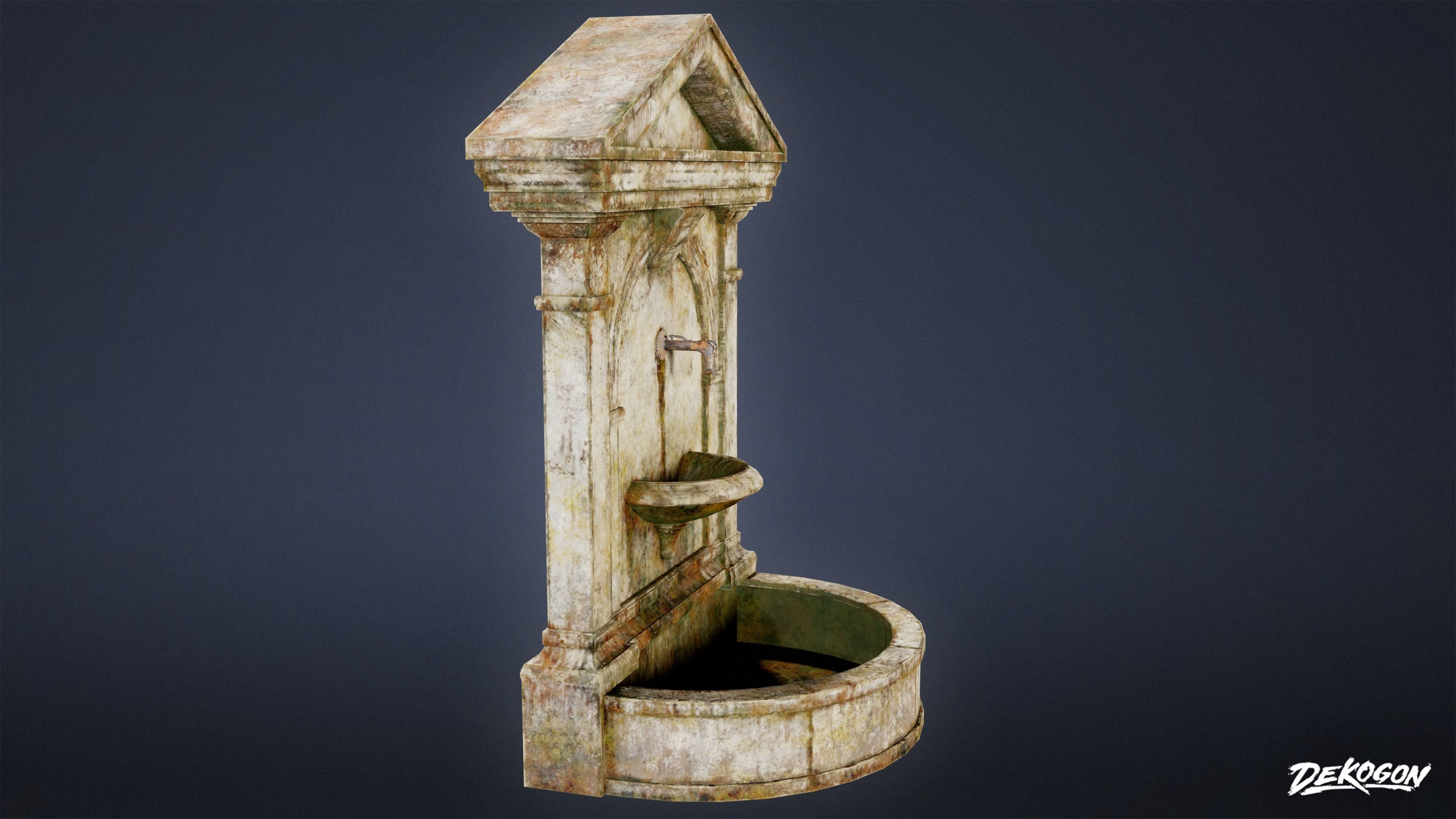 CEMETERY - Fountain 18 - LOW POLY Low-poly 3D model_2