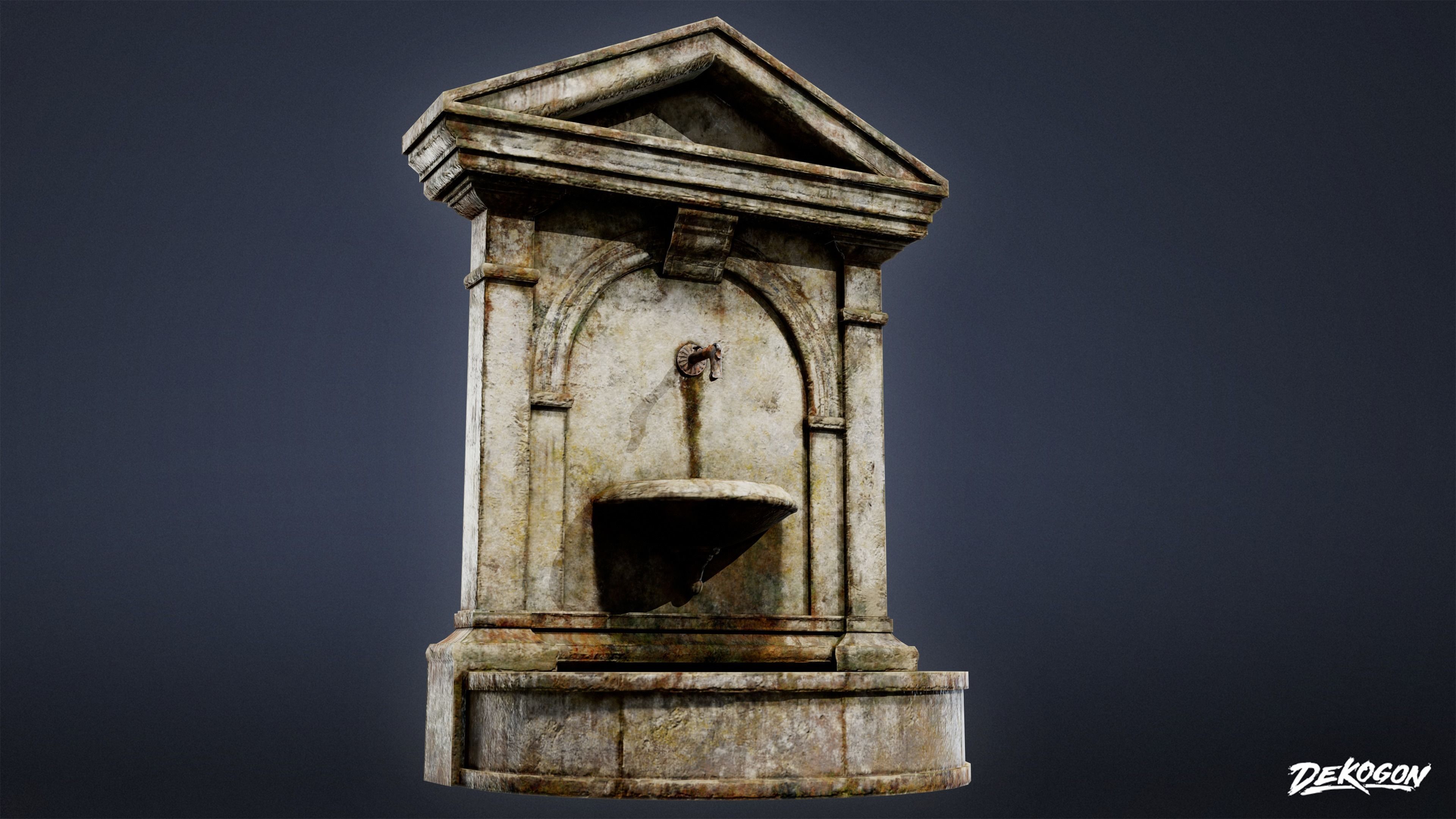 CEMETERY - Fountain 18 - LOW POLY Low-poly 3D model_5