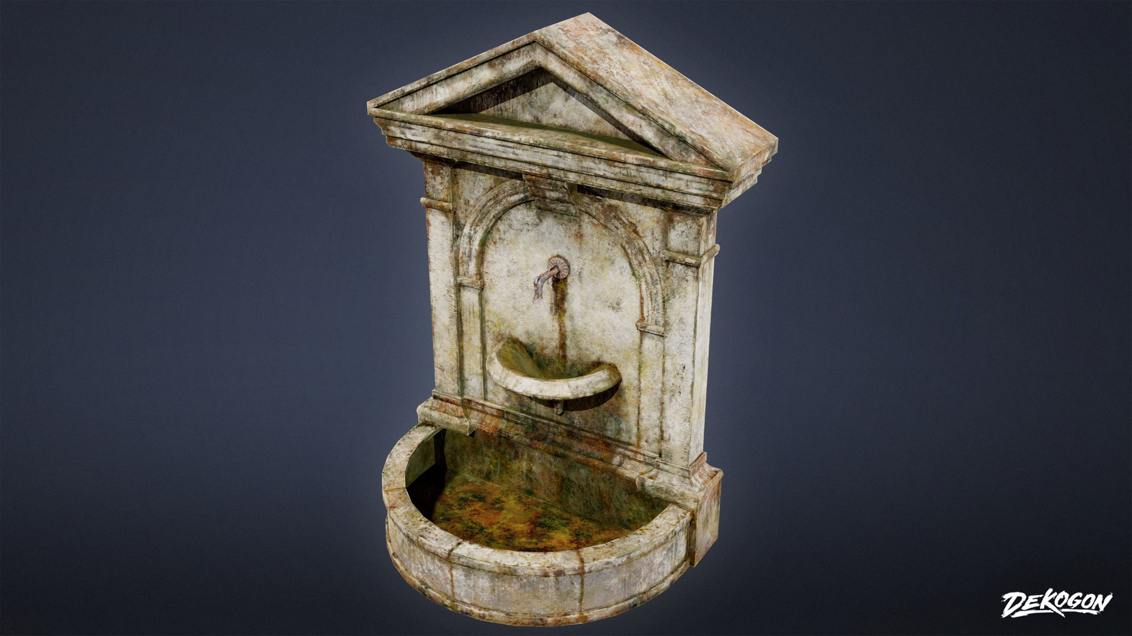 CEMETERY - Fountain 18 - LOW POLY Low-poly 3D model_4