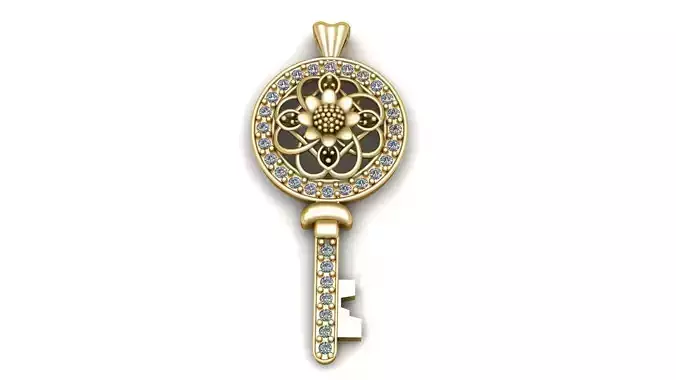 Luxury Diamond Key Pendant 3d Printable Model
