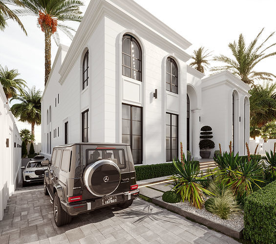Classic White Villa 3d Model 3D model 3