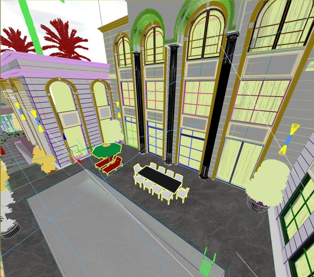 Classic White Villa 3d Model 3D model_12