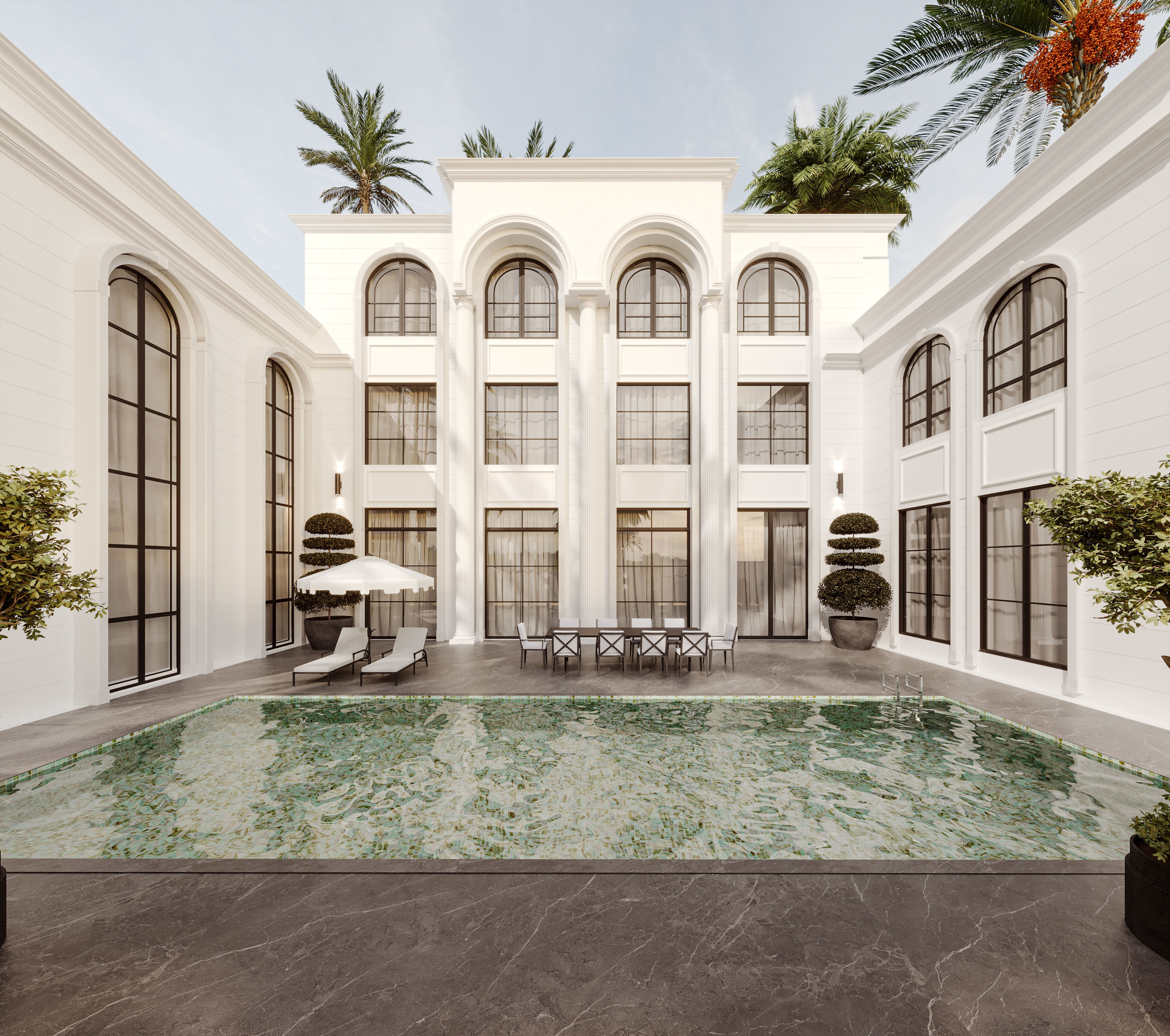 Classic White Villa 3d Model 3D model_7