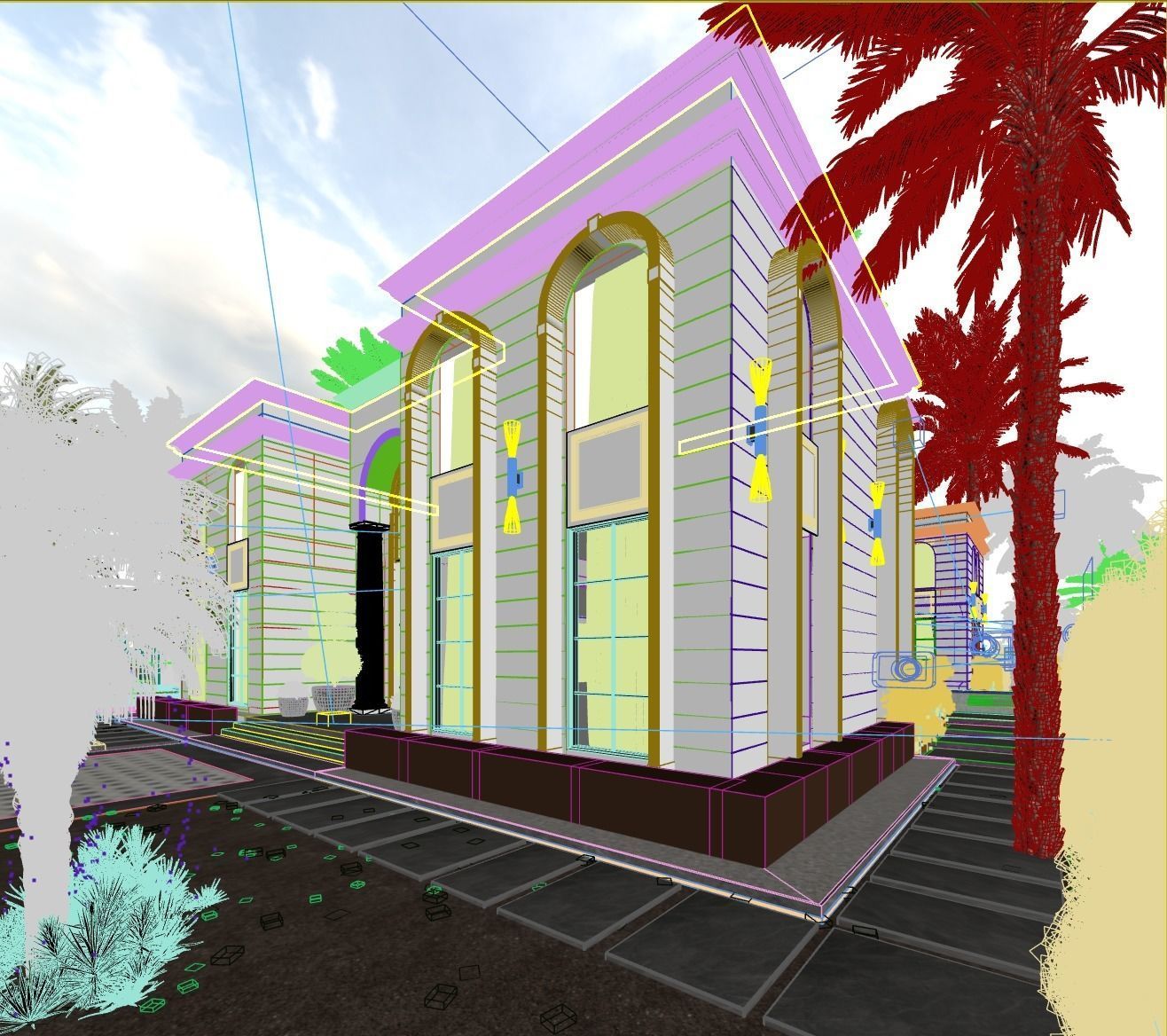 Classic White Villa 3d Model 3D model_18