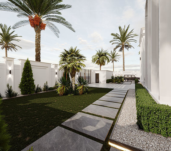 Classic White Villa 3d Model 3D model 6