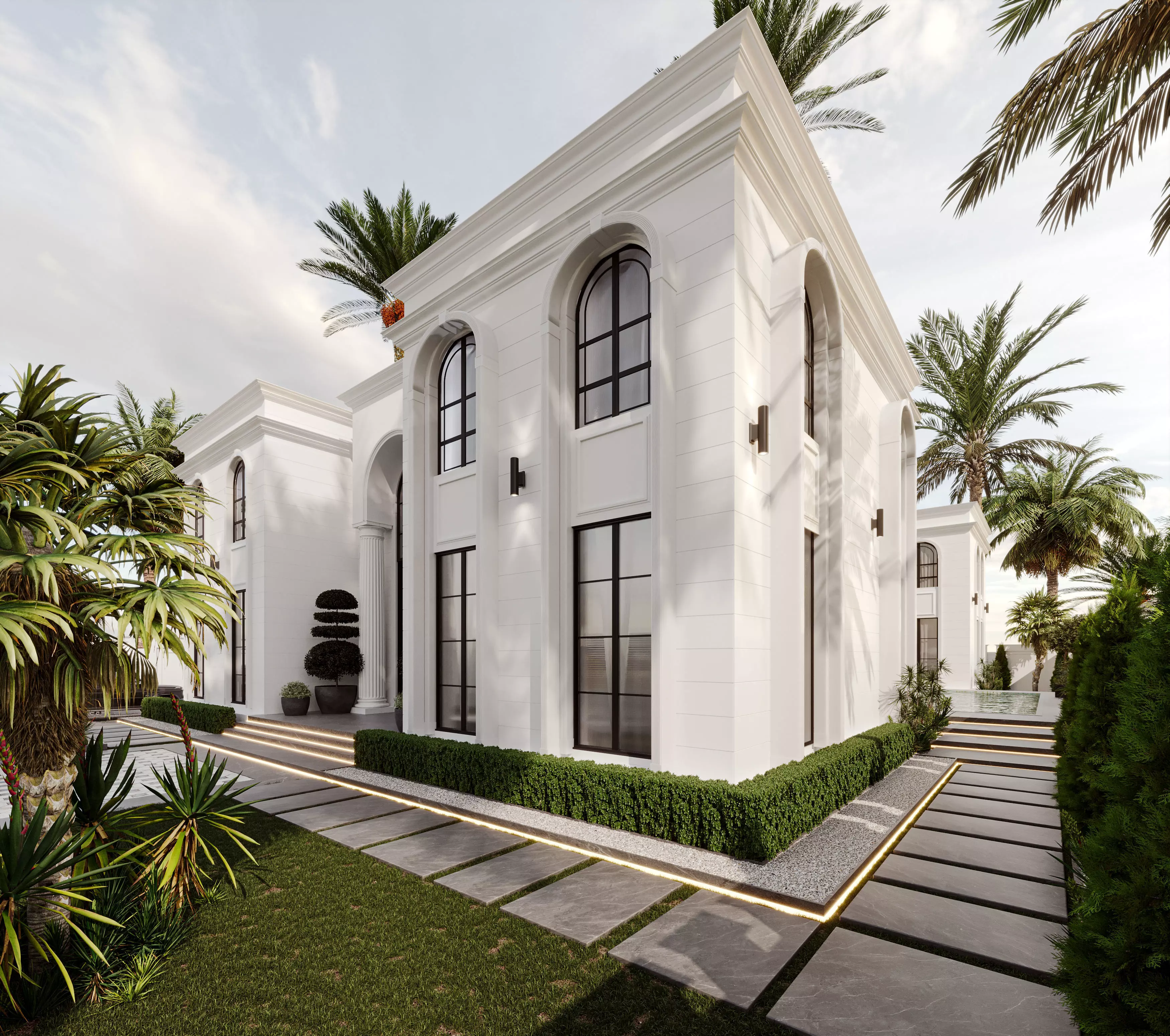Classic White Villa 3d Model 3D model_0