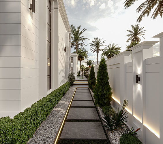 Classic White Villa 3d Model 3D model 4