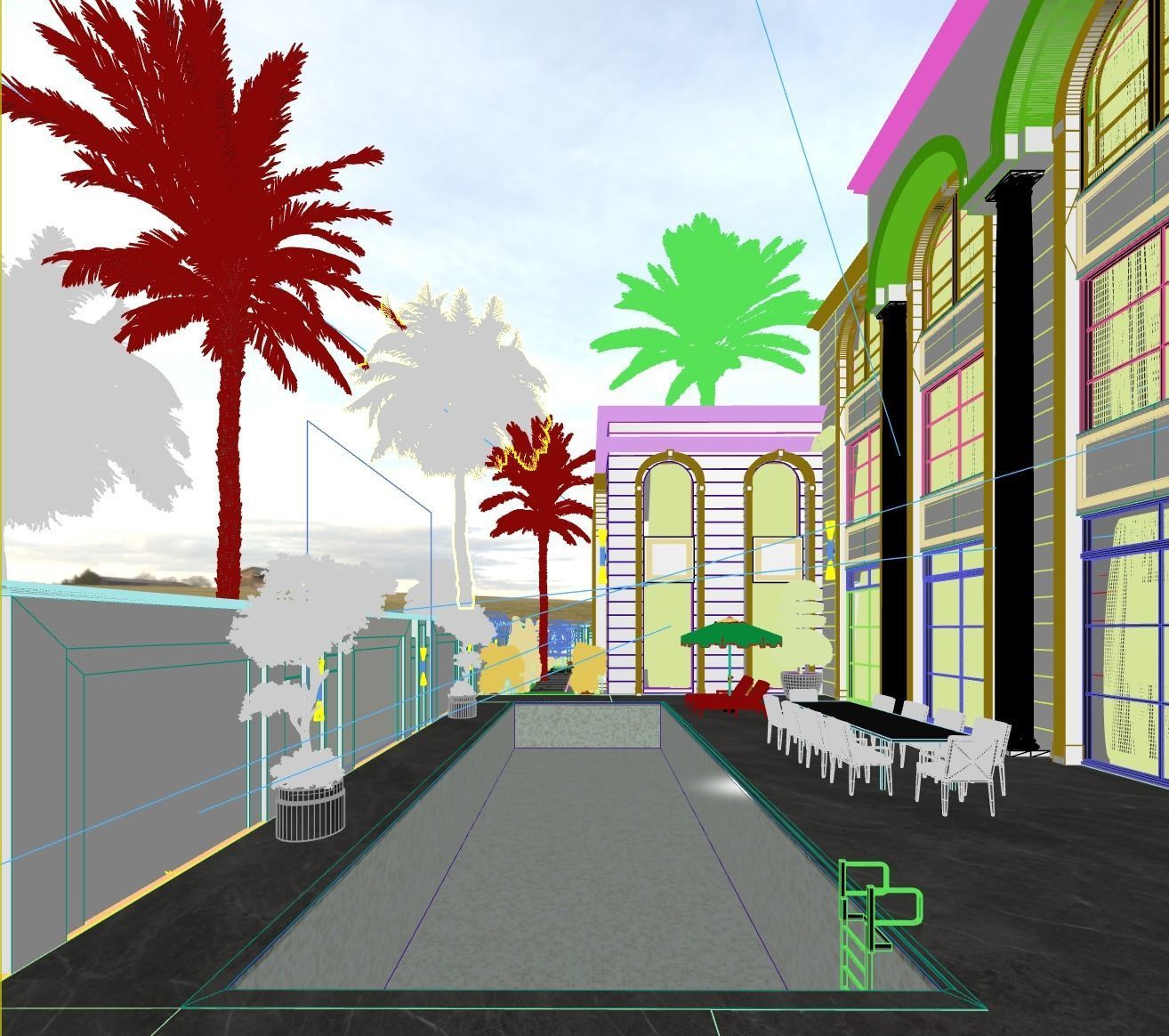 Classic White Villa 3d Model 3D model_23