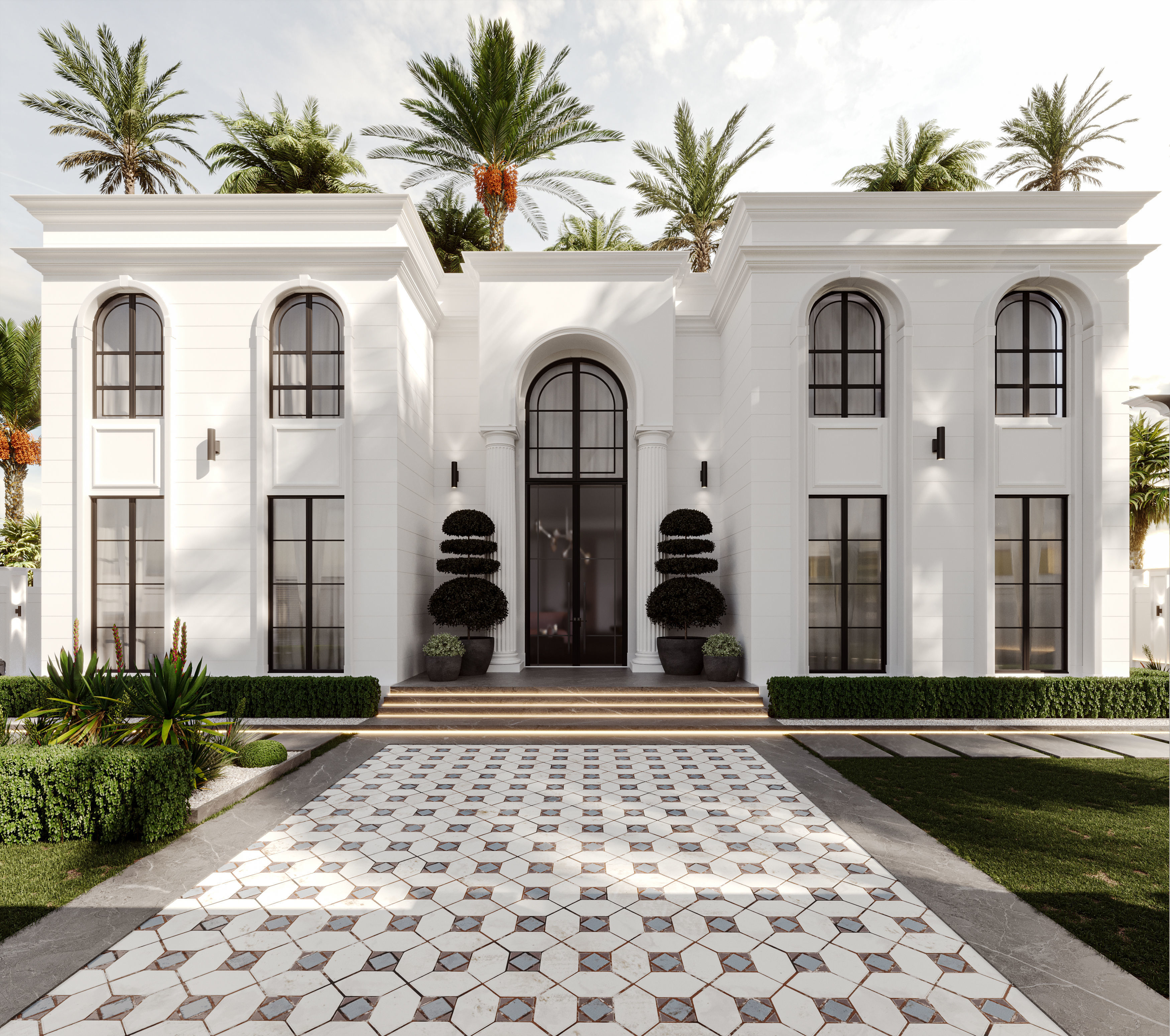 Classic White Villa 3d Model 3D model_1