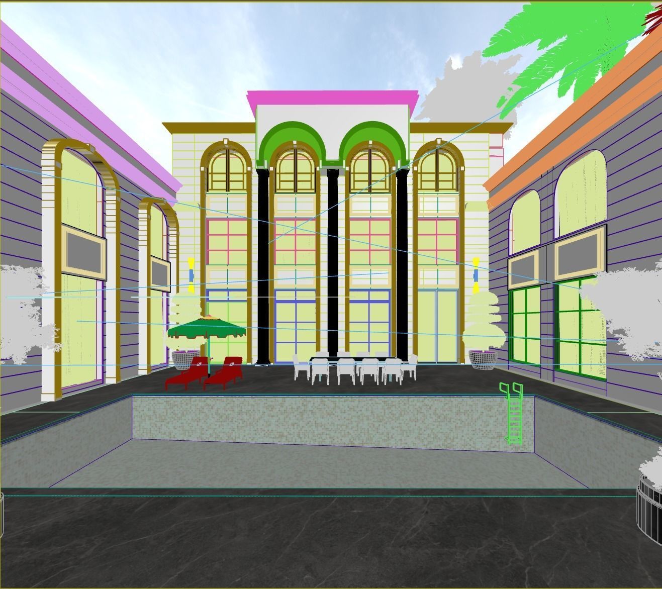 Classic White Villa 3d Model 3D model_11