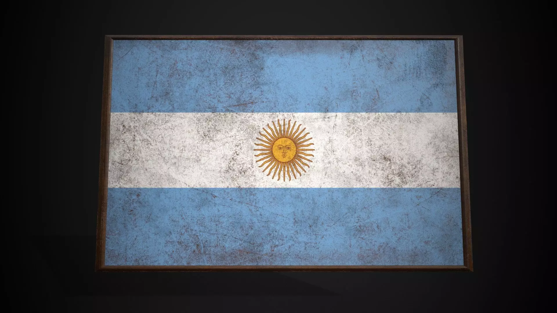 Old Picture Frame With Argentina Flag - Game Ready Low-poly 3D model