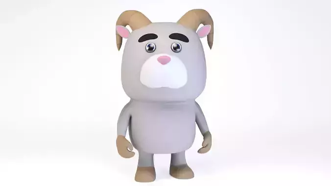 Cartoonish Humanoid Ram Character