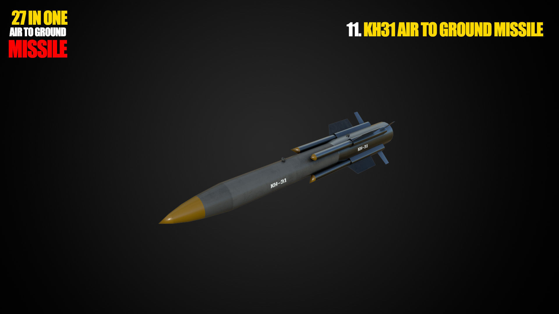 Air to ground missile and bomb lowpoly package Low-poly 3D model_11