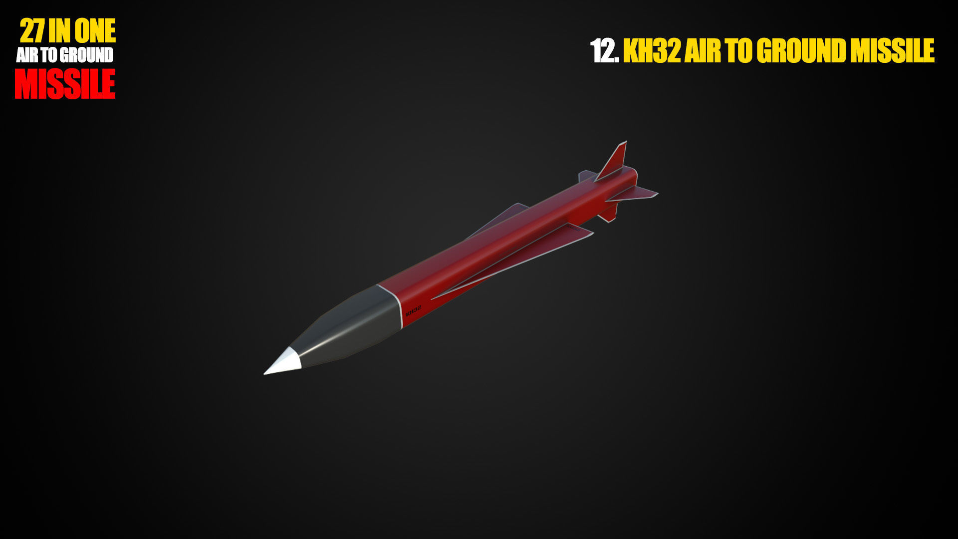 Air to ground missile and bomb lowpoly package Low-poly 3D model_12