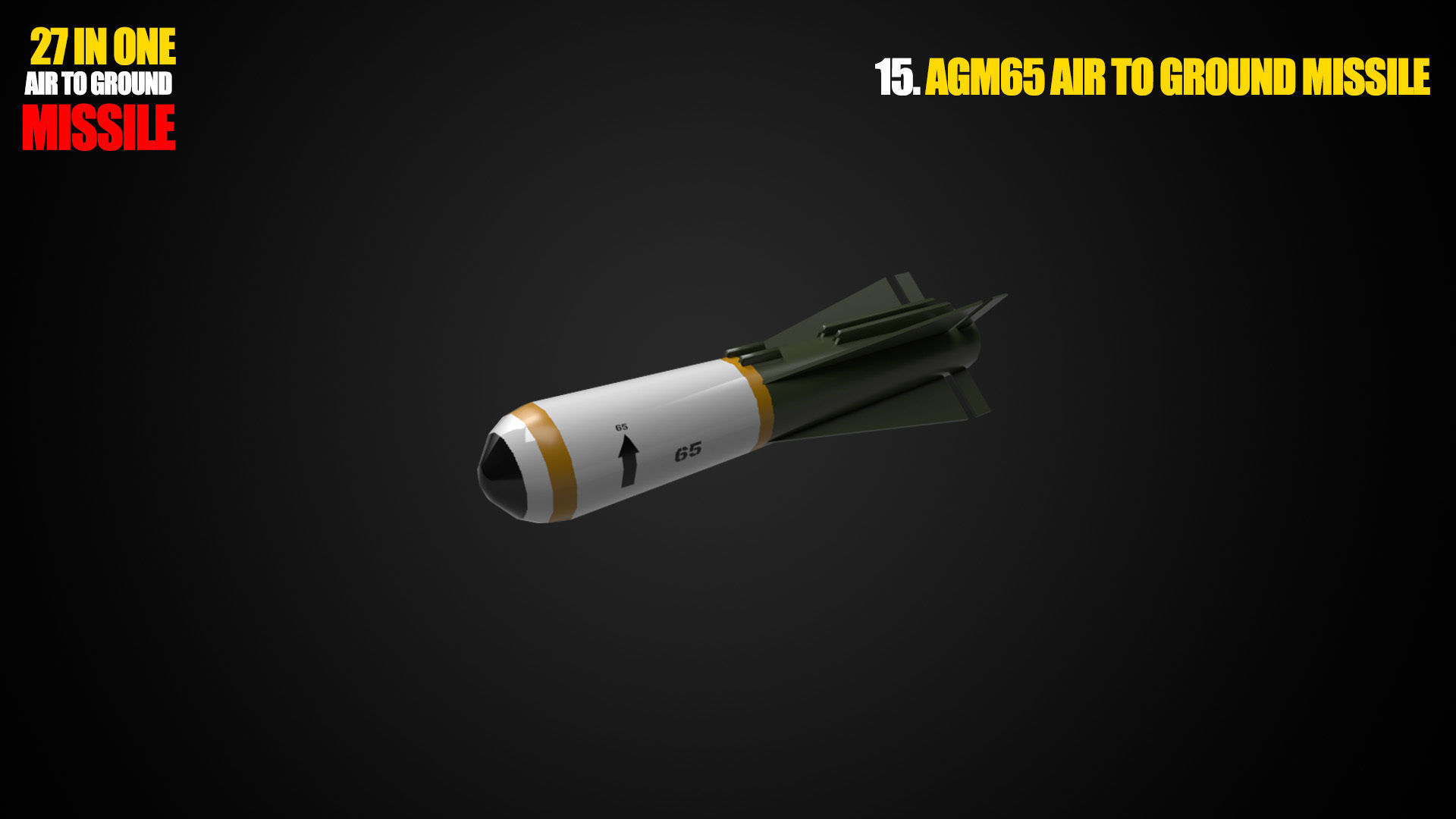 Air to ground missile and bomb lowpoly package Low-poly 3D model_15